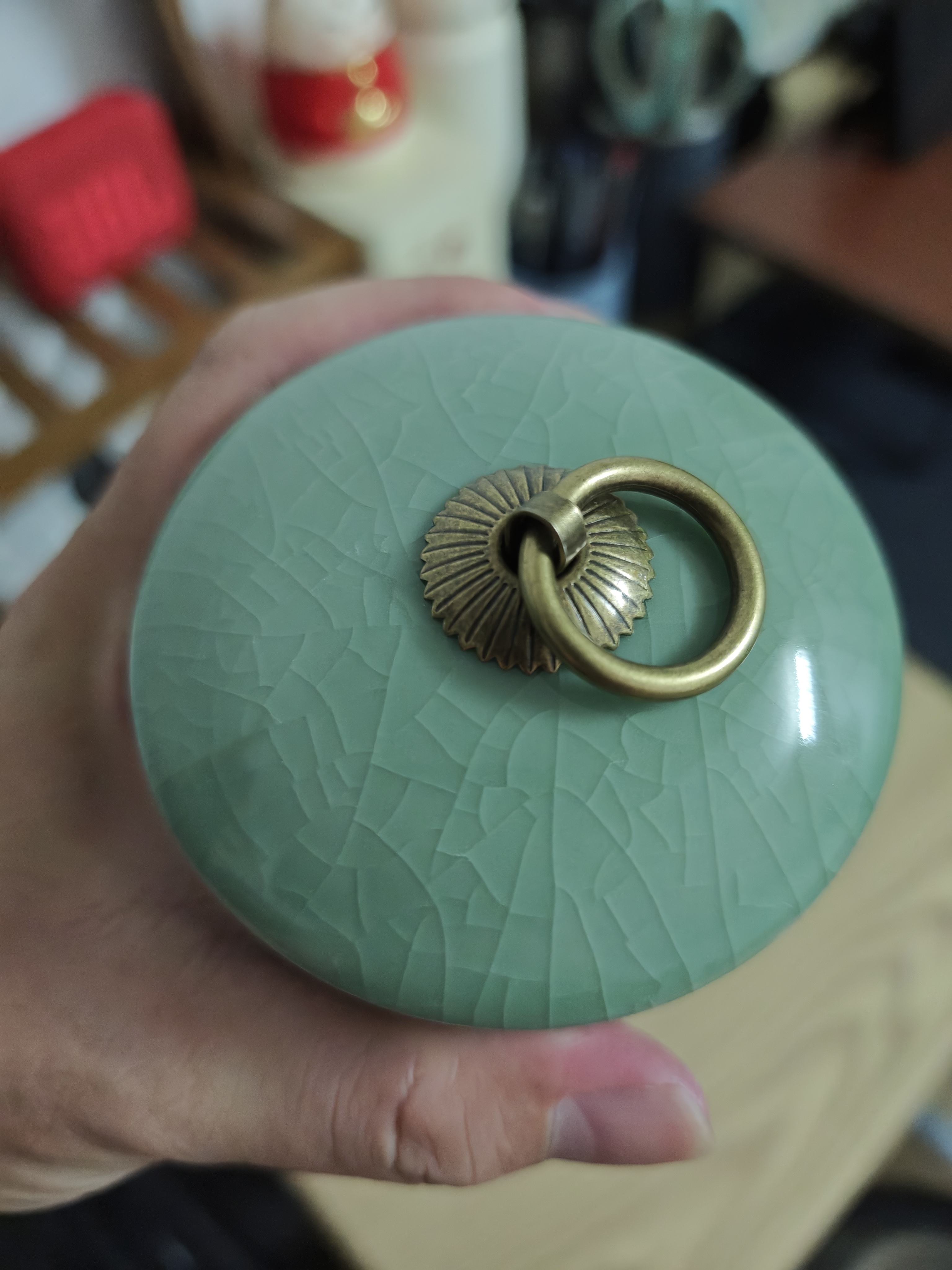 琦轩源哥窑茶叶罐陶瓷密封罐茶叶防潮储存罐便携式茶叶盒家用茶饼收纳盒 实拍图