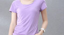 艾路丝婷短袖T恤女夏装新款上衣韩版修身纯色体恤TX3561 圆领紫色 M 实拍图