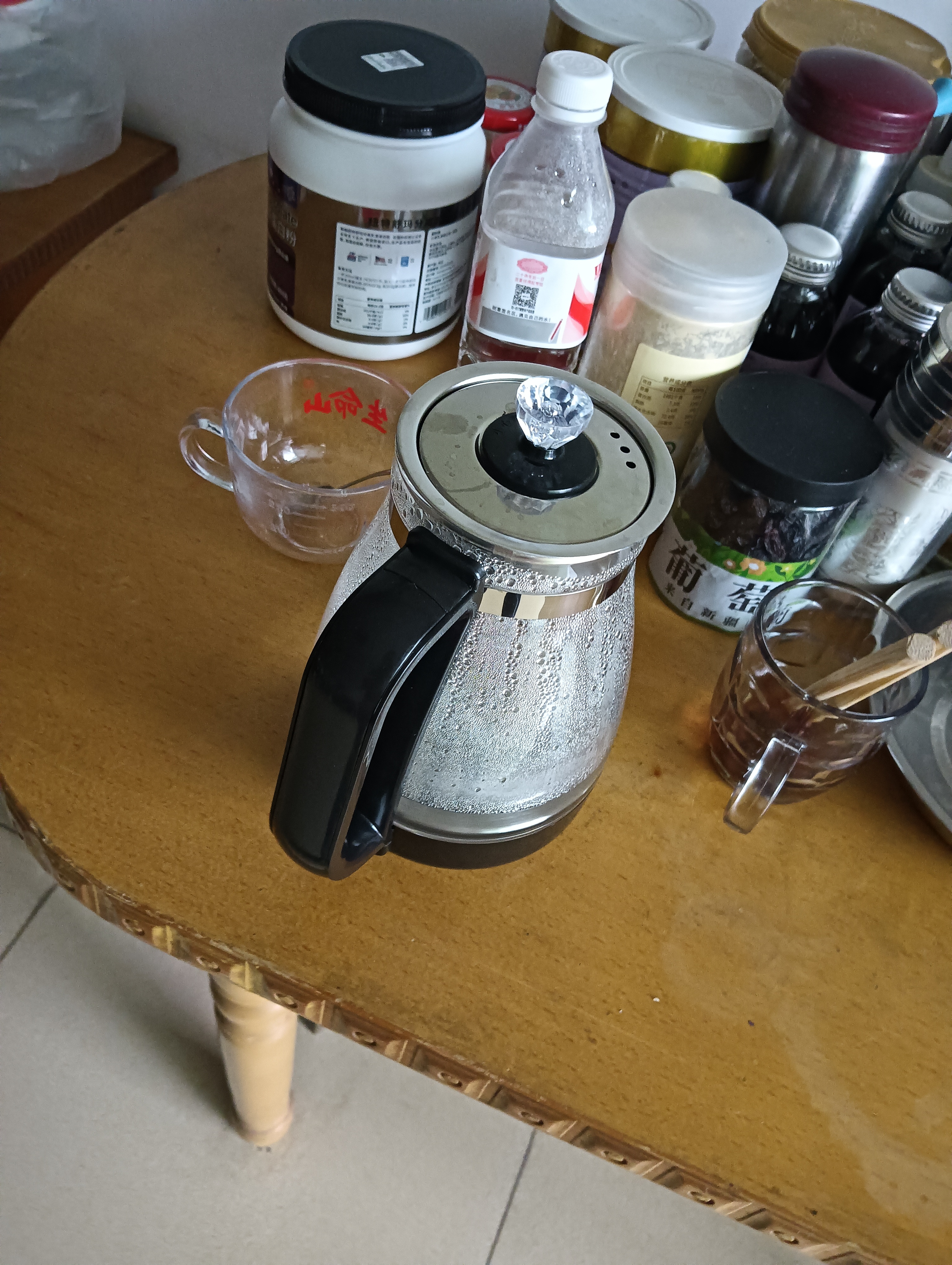 煮茶器养生壶喷淋式煮茶壶烧水壶电热水壶蒸茶壶 蒸茶器 泡茶壶围炉煮茶 1L煮茶器【防干烧保护】 【加厚高硼硅玻璃】 实拍图