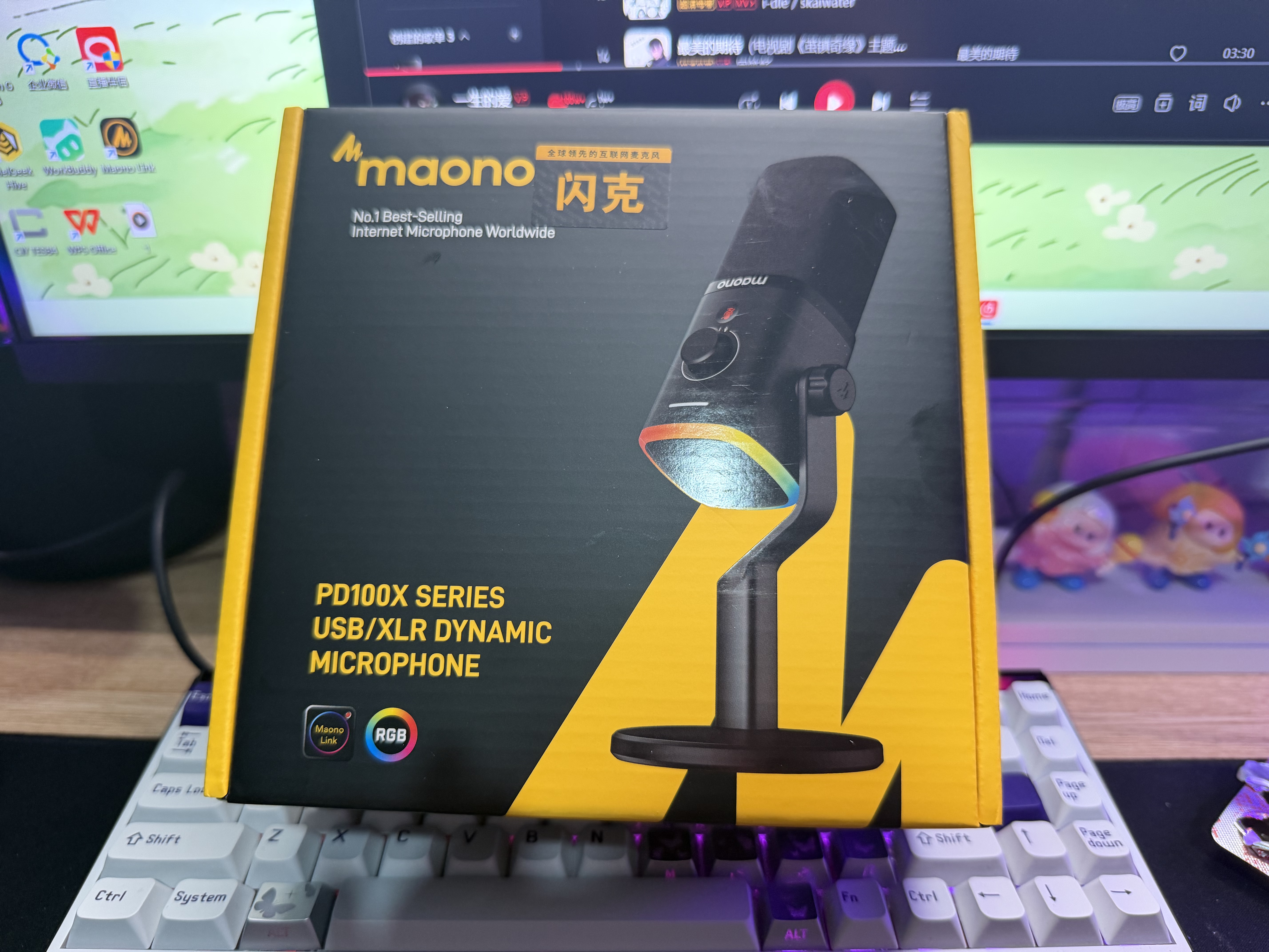 闪克（maono）动圈麦克风电脑直播游戏电竞降噪话筒唱歌录音usb内置声卡手机收音麦闪客PD100XT(光圈版) 实拍图