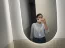 优衣库麻混纺条纹立领衬衫/七分袖女装/通勤衬衣483874 61 水蓝色 S 实拍图