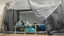 南极人大学生宿舍床帘遮光蚊帐一体式床帘上铺全包围下铺专用遮挡布窗帘 星星-深灰【强遮光护隐私】 上铺：90x190x110cm免拼支架 实拍图