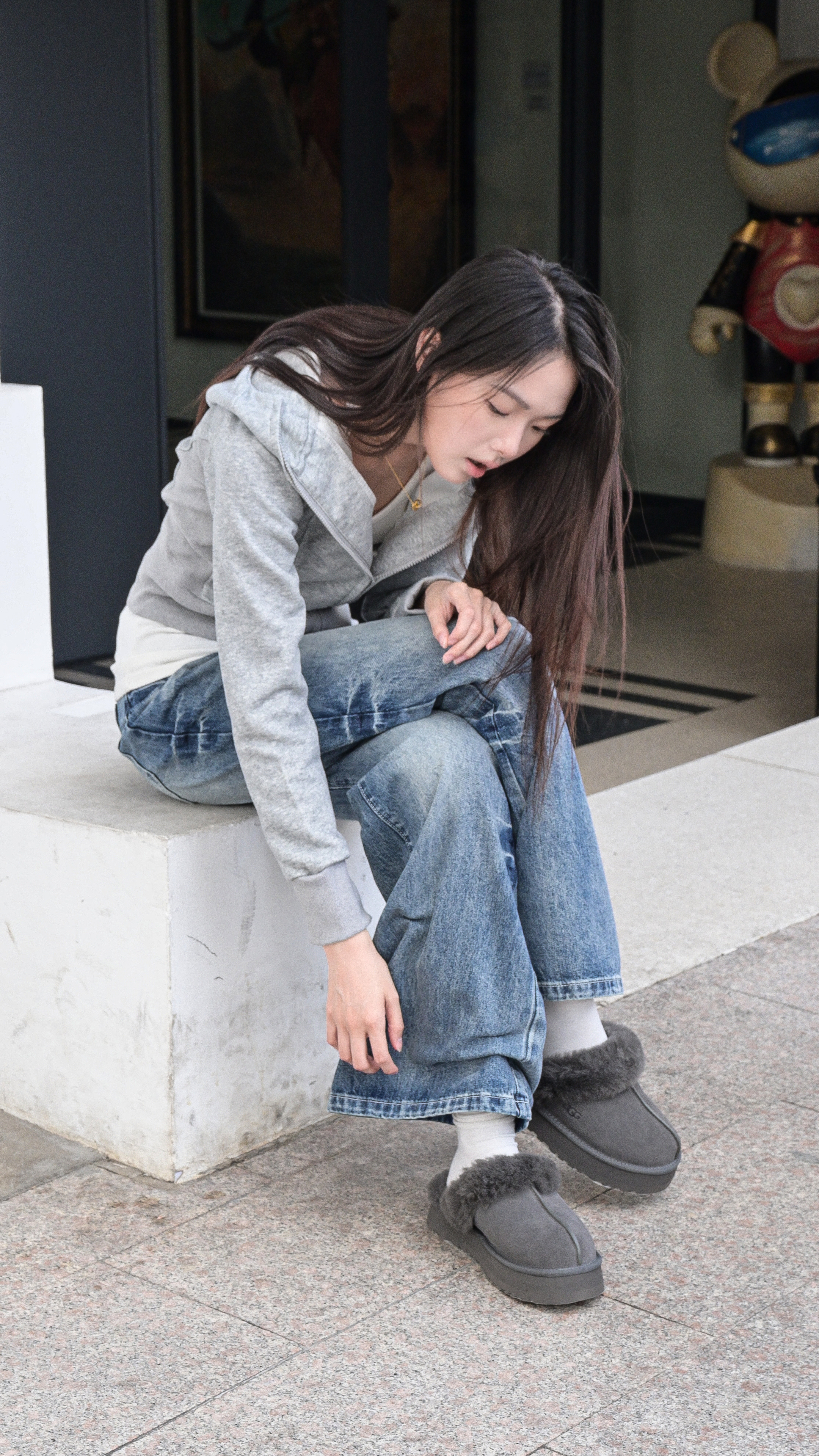 UGG秋季女士经典舒适厚底毛拖包头休闲懒人毛毛鞋勃肯鞋 1122550 CHRC|炭灰色 40 40码及以上建议正码正拍 实拍图
