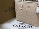蔻驰（COACH）奥莱女士女包经典标志CITY拉链托特包单肩手提包礼物city30秋季 沙黄色/粉笔白色（新版） 实拍图