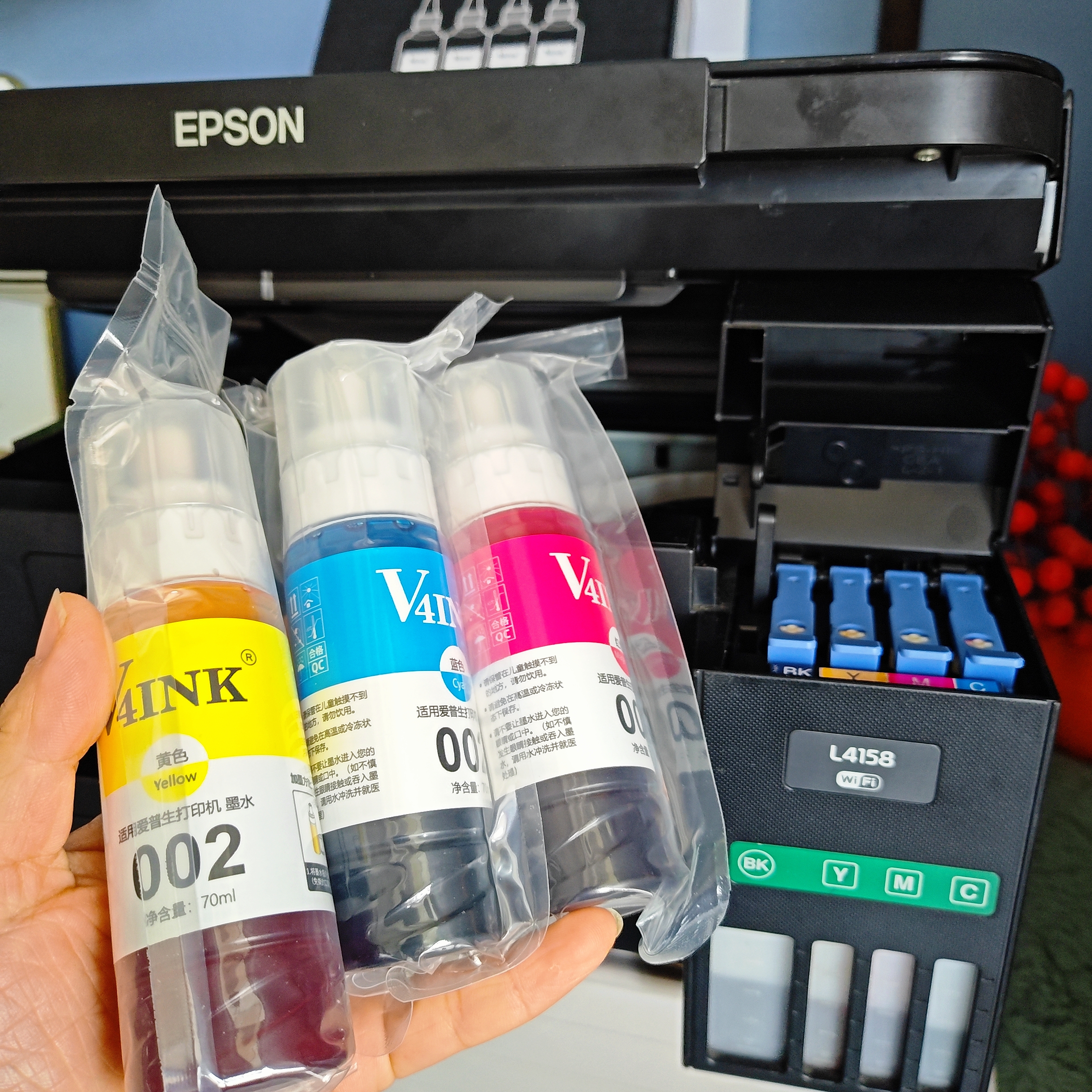 V4INK适用爱普生墨水002墨水四色 L4266墨水L4168 EPSON打印机墨水L4268 L4269 L4358 L6279 L4158 L4263 L6178墨 实拍图