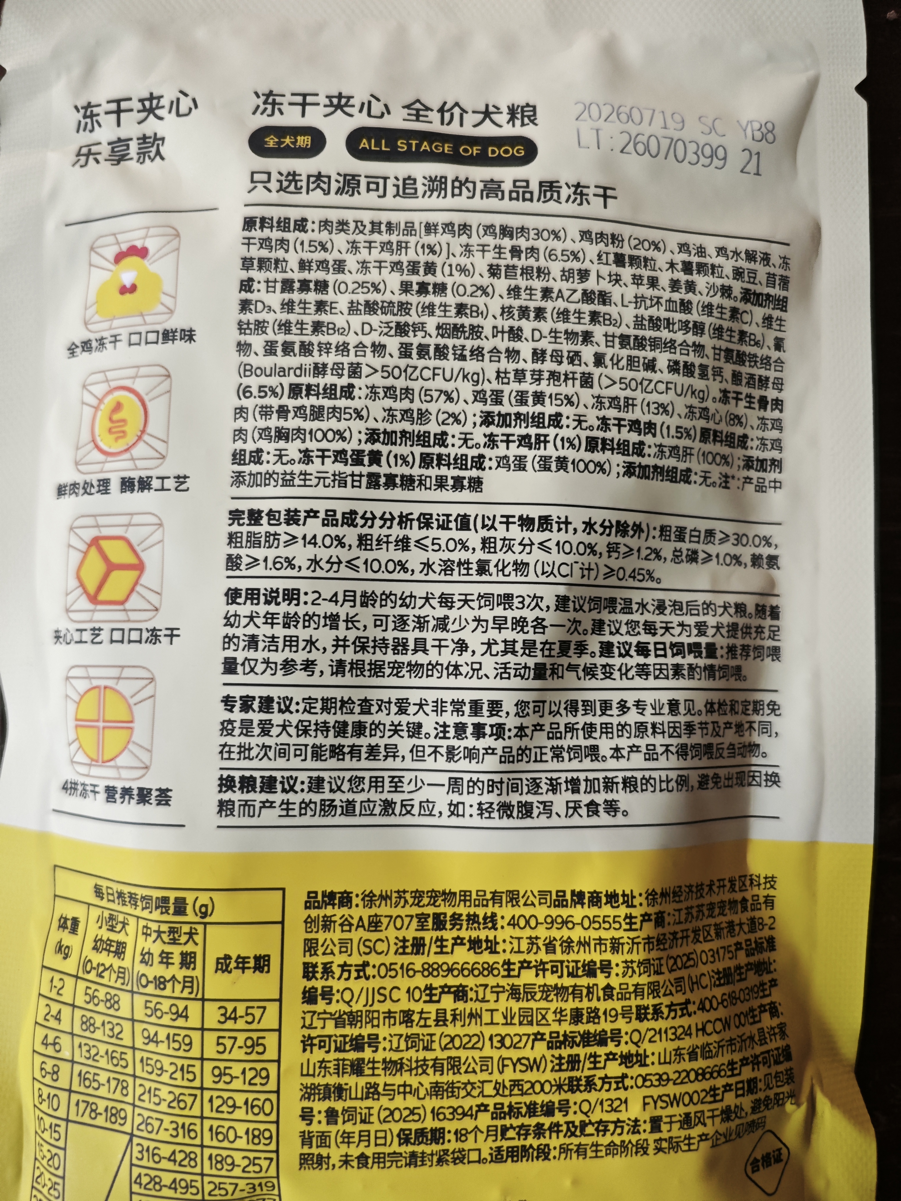 疯狂小狗小耳朵冻干夹心狗粮泰迪比熊中小型幼成犬通用护肠胃1.5kg犬粮3斤 实拍图