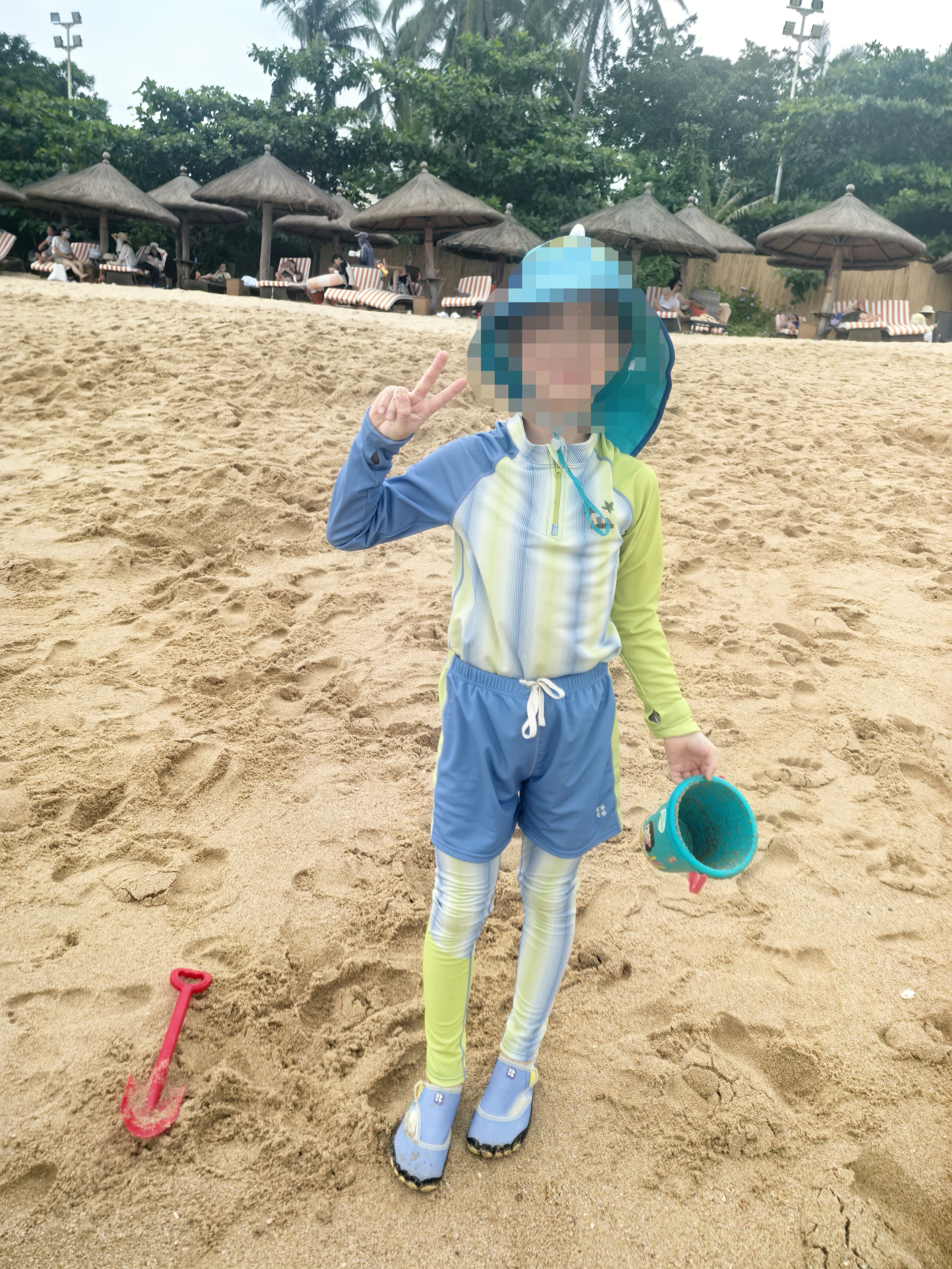 Kocotreekk树儿童泳衣原纱防晒游泳衣男童分体女童长袖宝宝泳装三件套 实拍图