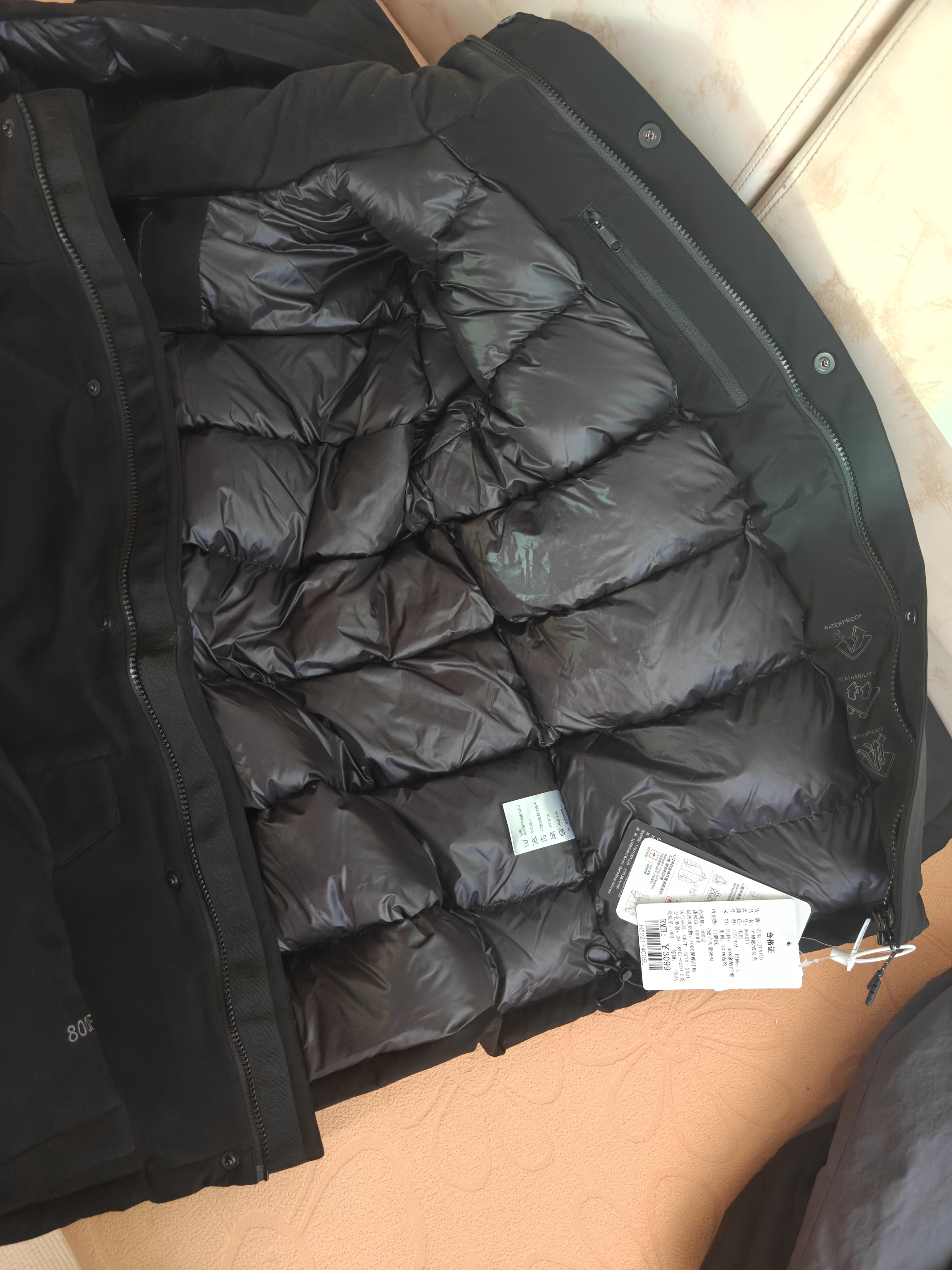 君羽羽绒服男款加厚800蓬白鹅绒冬季户外防风保暖男士鹅绒服外套 黑色 【800蓬白鹅绒】 L | 充绒量200g 实拍图
