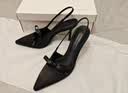 CHARLES&KEITH缎面蝴蝶结尖头高跟凉鞋女生日礼物送女友CK1-60361556 BLACK TEXTURED黑色纹理 36 实拍图