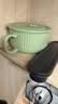 亿嘉（IJARL）陶瓷碗可微波炉泡面碗带盖学生上班族饭盒泡面杯保鲜碗汤 绿6英寸 实拍图