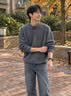 啄木鸟2026亨利领卫衣男款春秋季复古做旧宽松长袖T恤宽松上衣服男装 深灰色 XL 实拍图