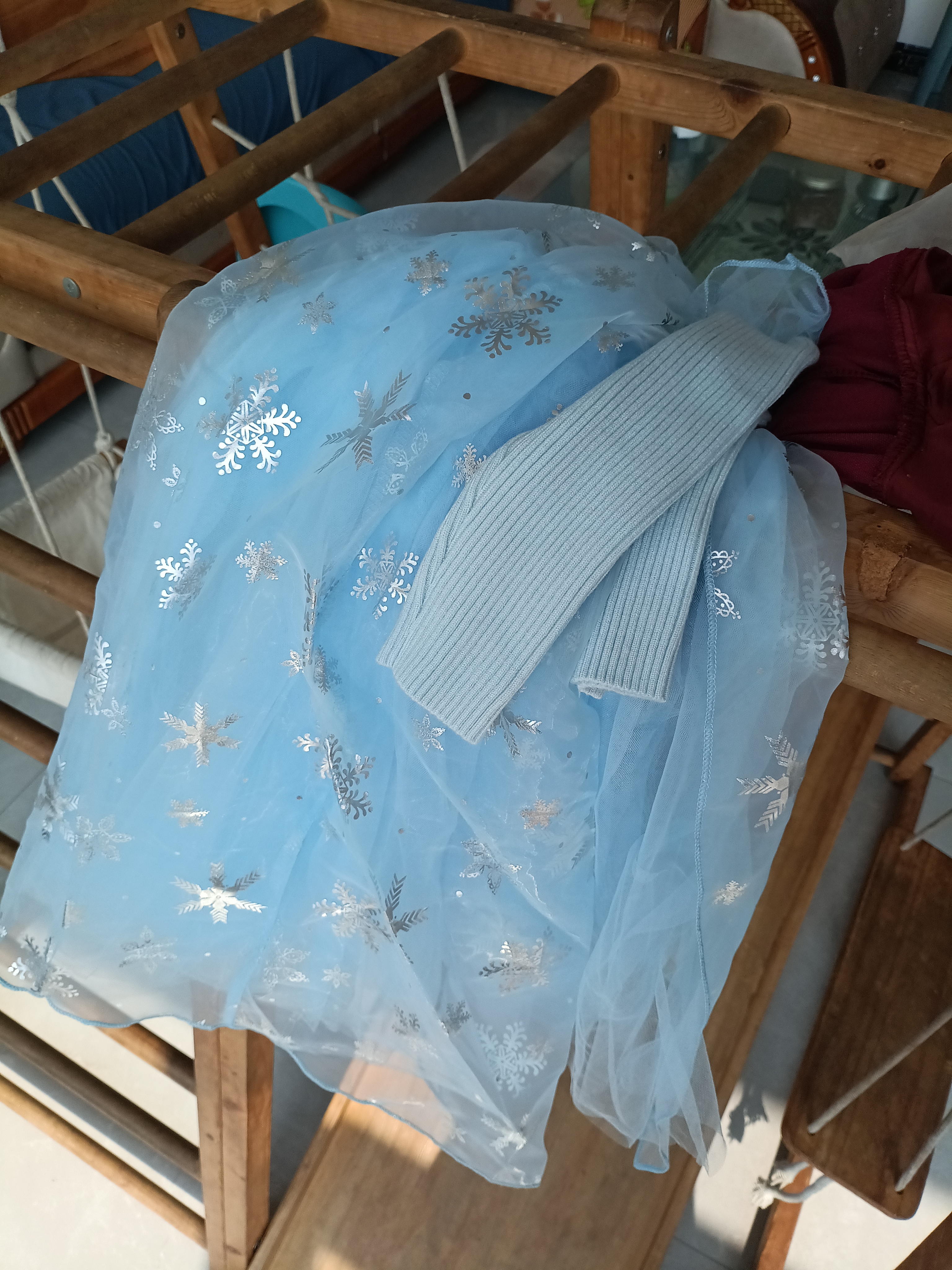 忆爱儿童艾莎公主裙夏季新款网纱裙子表演女童连衣裙儿童礼服裙子 毛衣蓝 110 （建议身高100-110cm） 实拍图