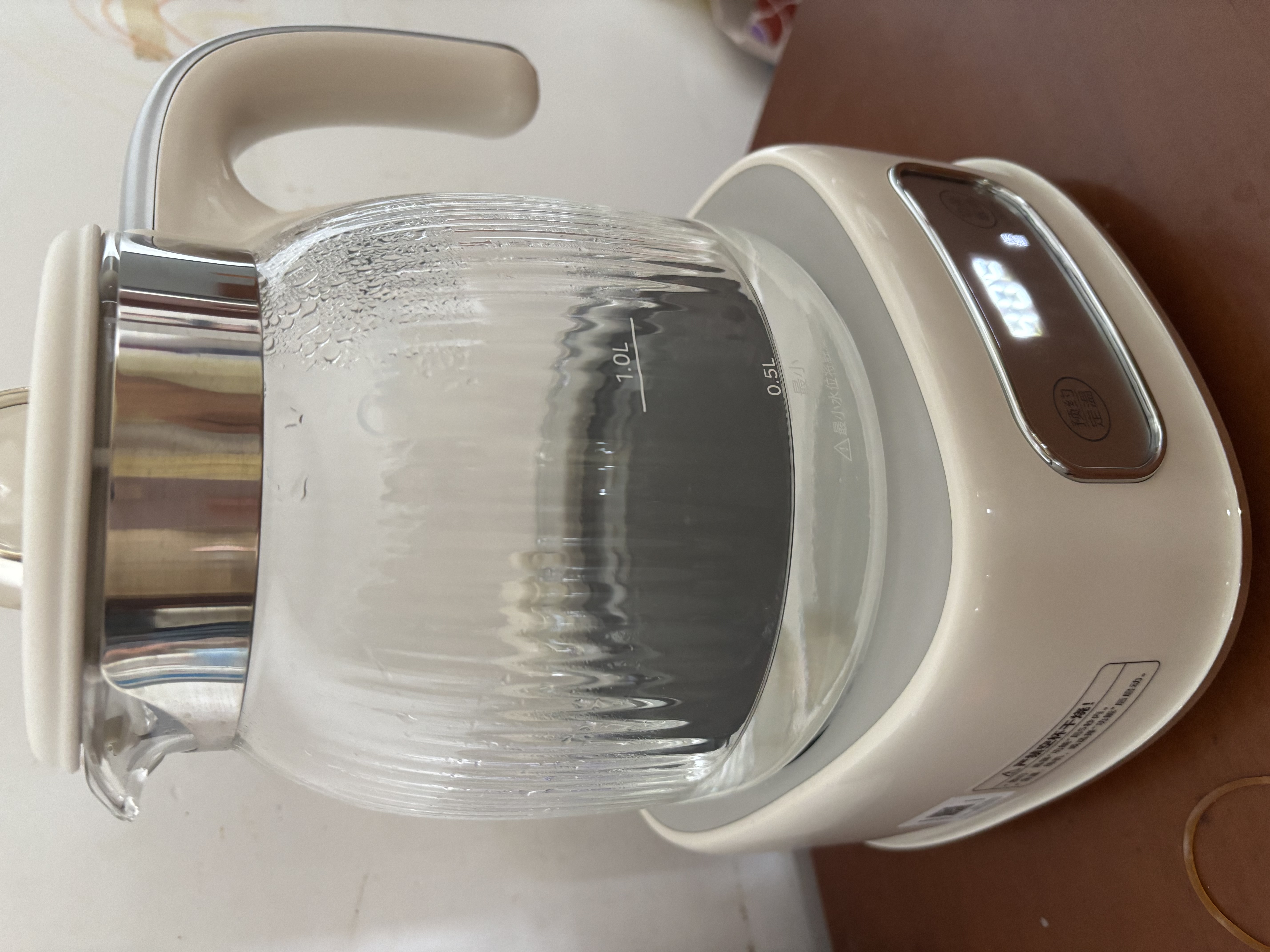美的（Midea）0胶水全玻璃全自动养生壶煮茶壶母婴智能泡奶机烧水壶恒温电热水壶辅食机花茶壶 MK-YS15B105 1.5L 实拍图