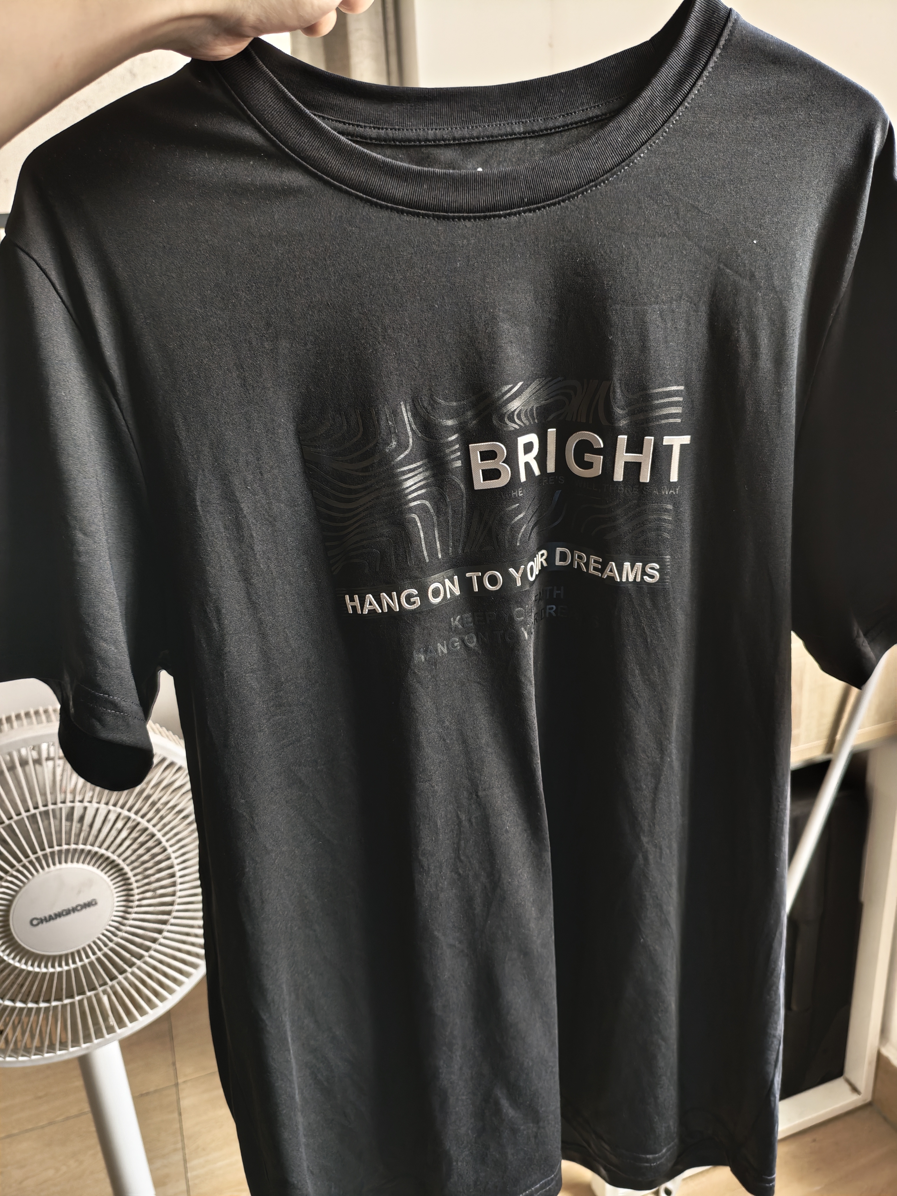 京东京造【凉感印花T】短袖男士t恤男抗菌防螨 bright黑色 L 实拍图