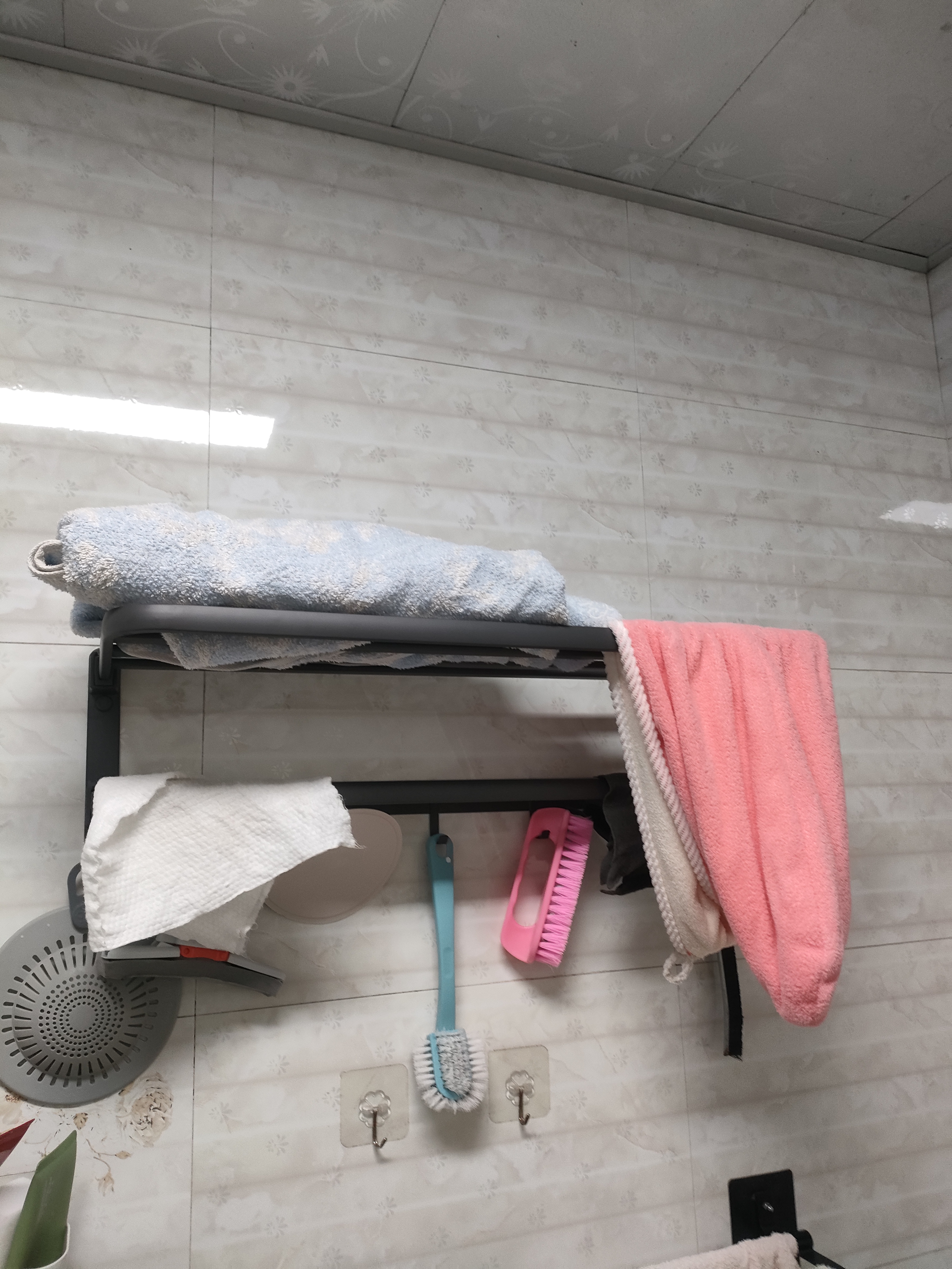 百悍毛巾架免打孔卫生间置物架浴室挂件厕所浴巾架套装卫浴洗手间收纳 实拍图