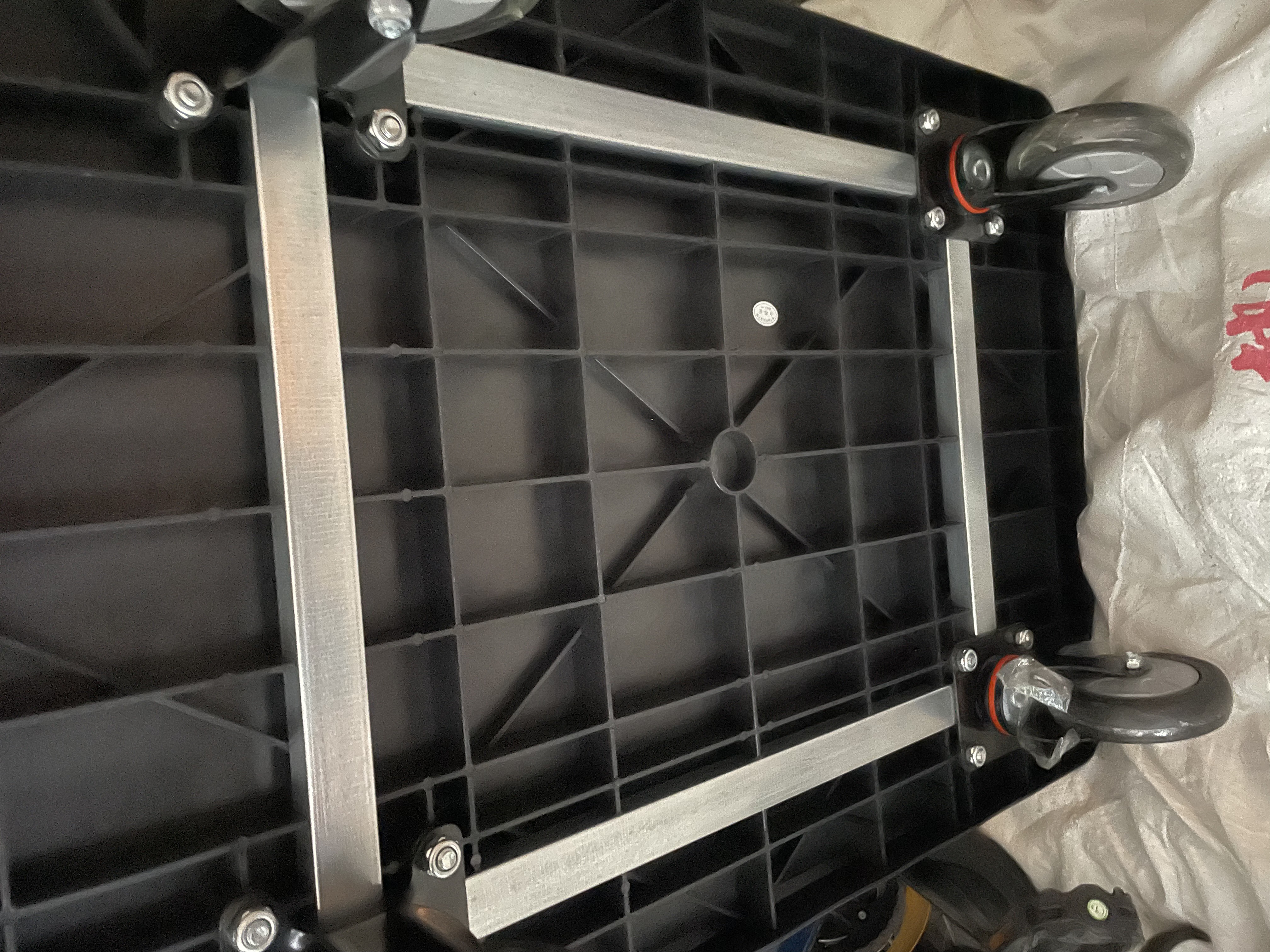 乐优佰易 小推车平板车手推车 90*60cm5寸TPR轻音耐磨四管1000斤 装修小拖车搬运手拉车折叠 实拍图