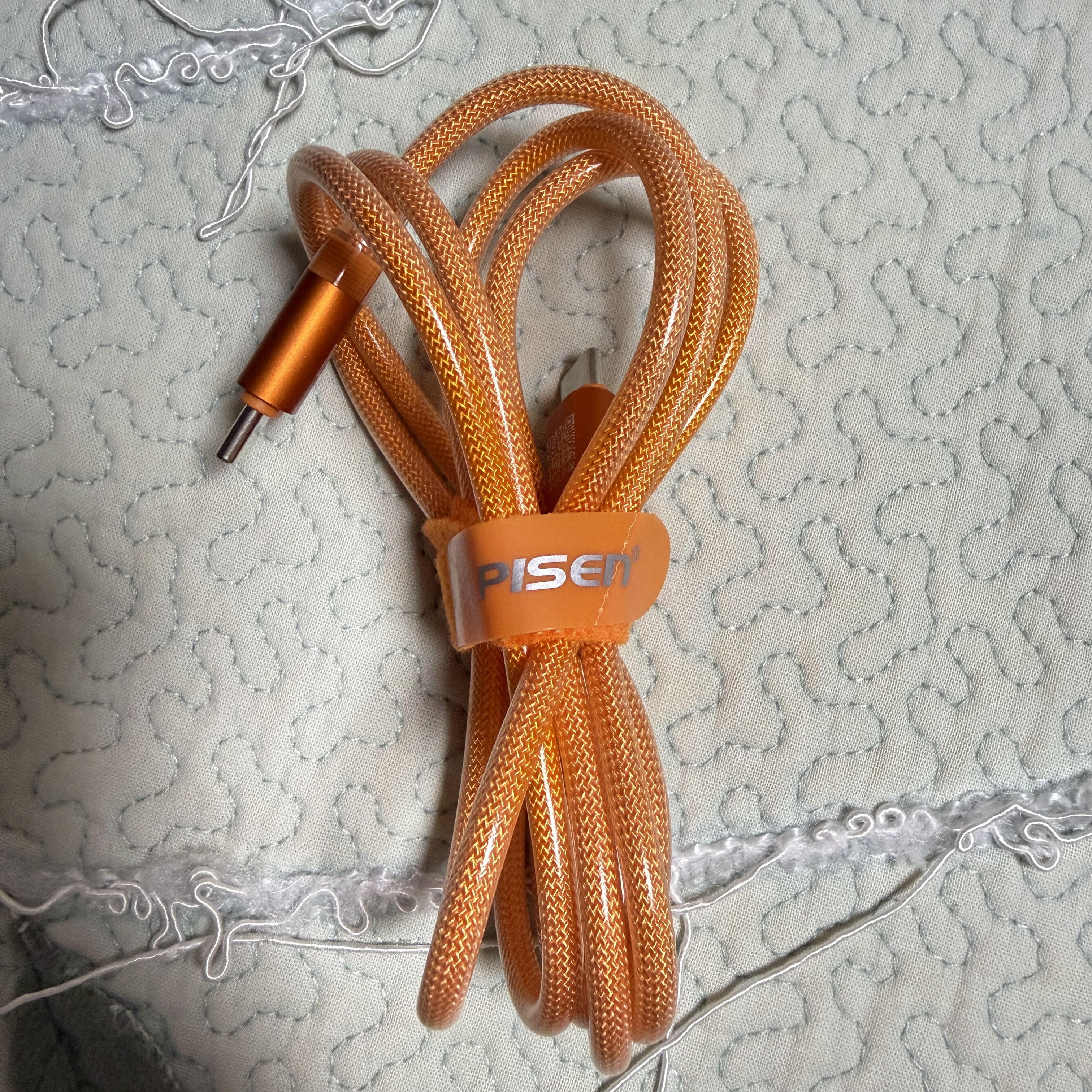 品胜[冰川透明]苹果18数据线type-c充电线双头PD60W快充车载适用iPhone17/16/15手机平板iPad笔记本橙 实拍图
