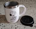 史努比（SNOOPY）保温杯 带手柄不锈钢办公保温杯水杯可爱杯子情侣杯420ML 白色 实拍图