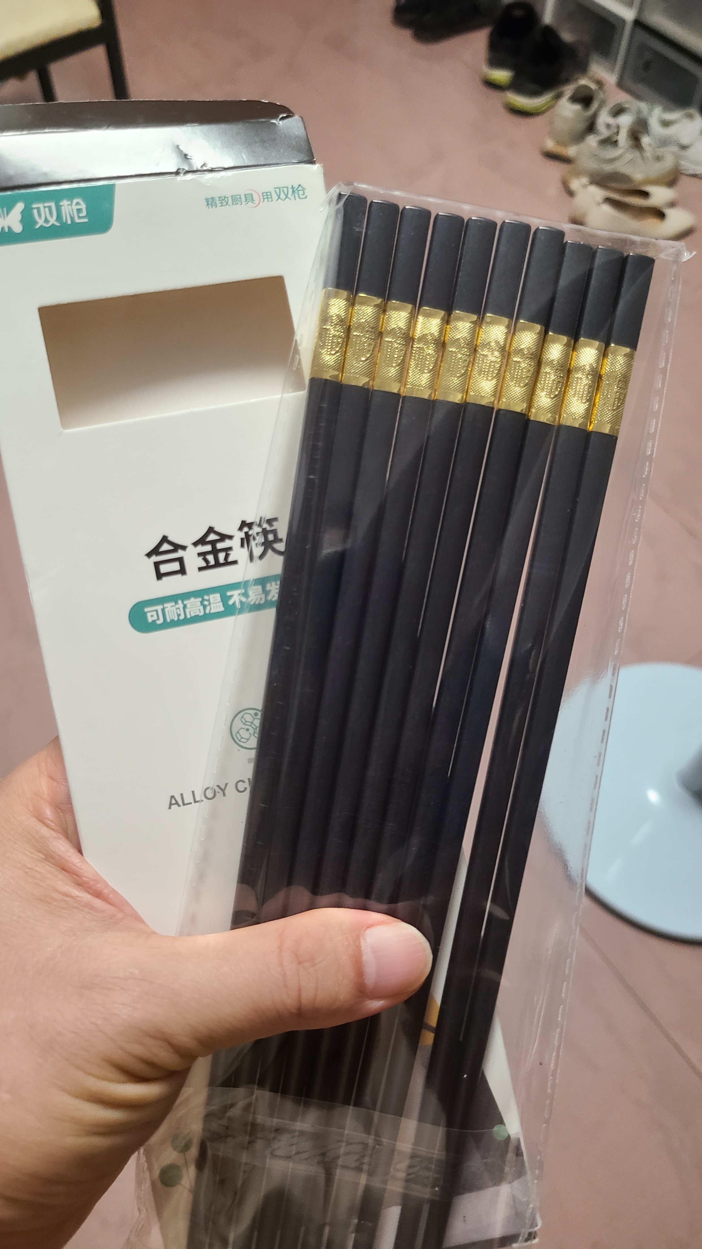 双枪厨房好物抗菌金福合金筷子家用无漆无蜡pps筷洗碗机可用10双 实拍图