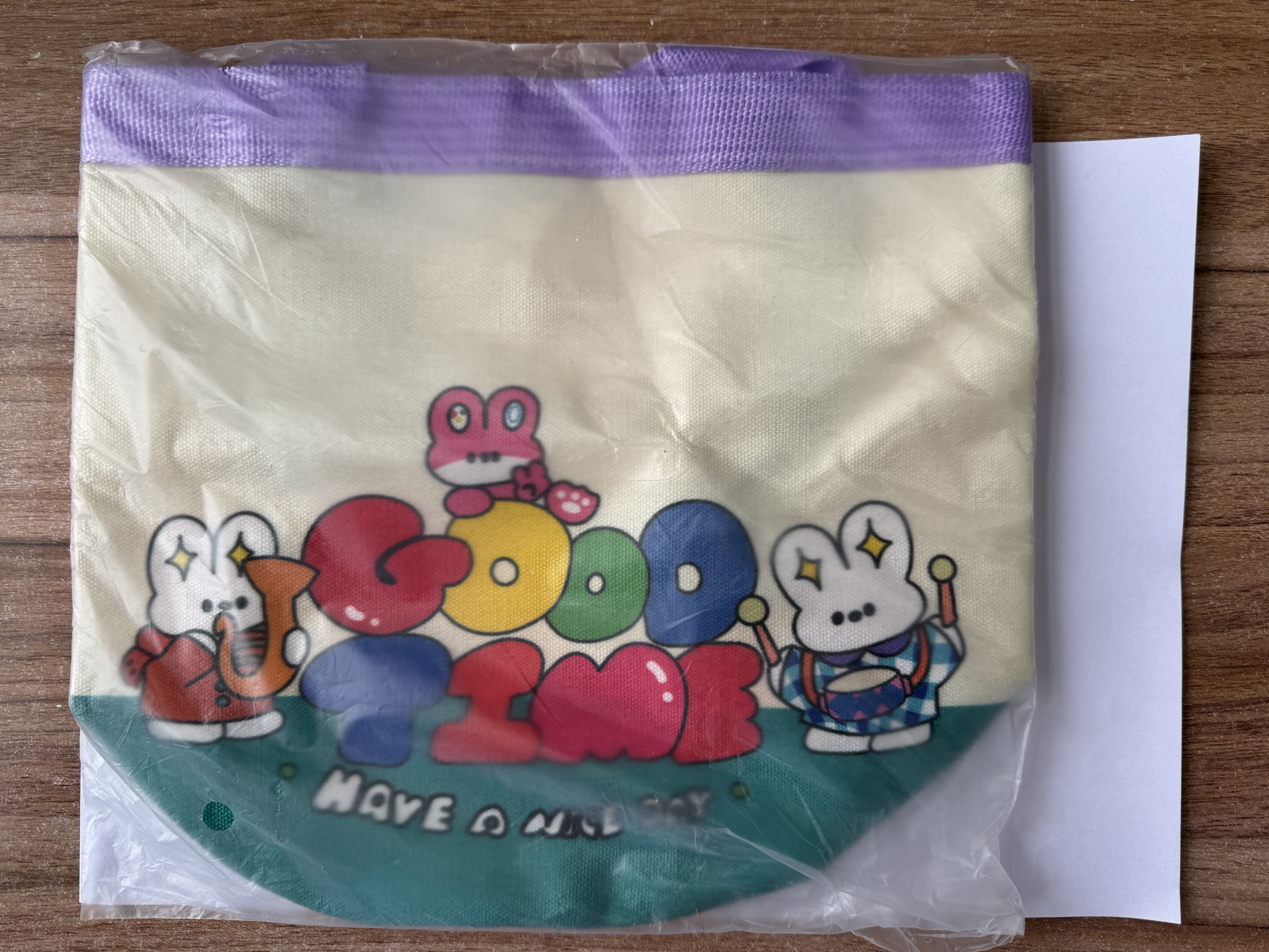 可爱涂鸦水桶包ins印花圆筒包帆布便当袋韩风少女手拎饭盒妈咪包 兔子派对 实拍图