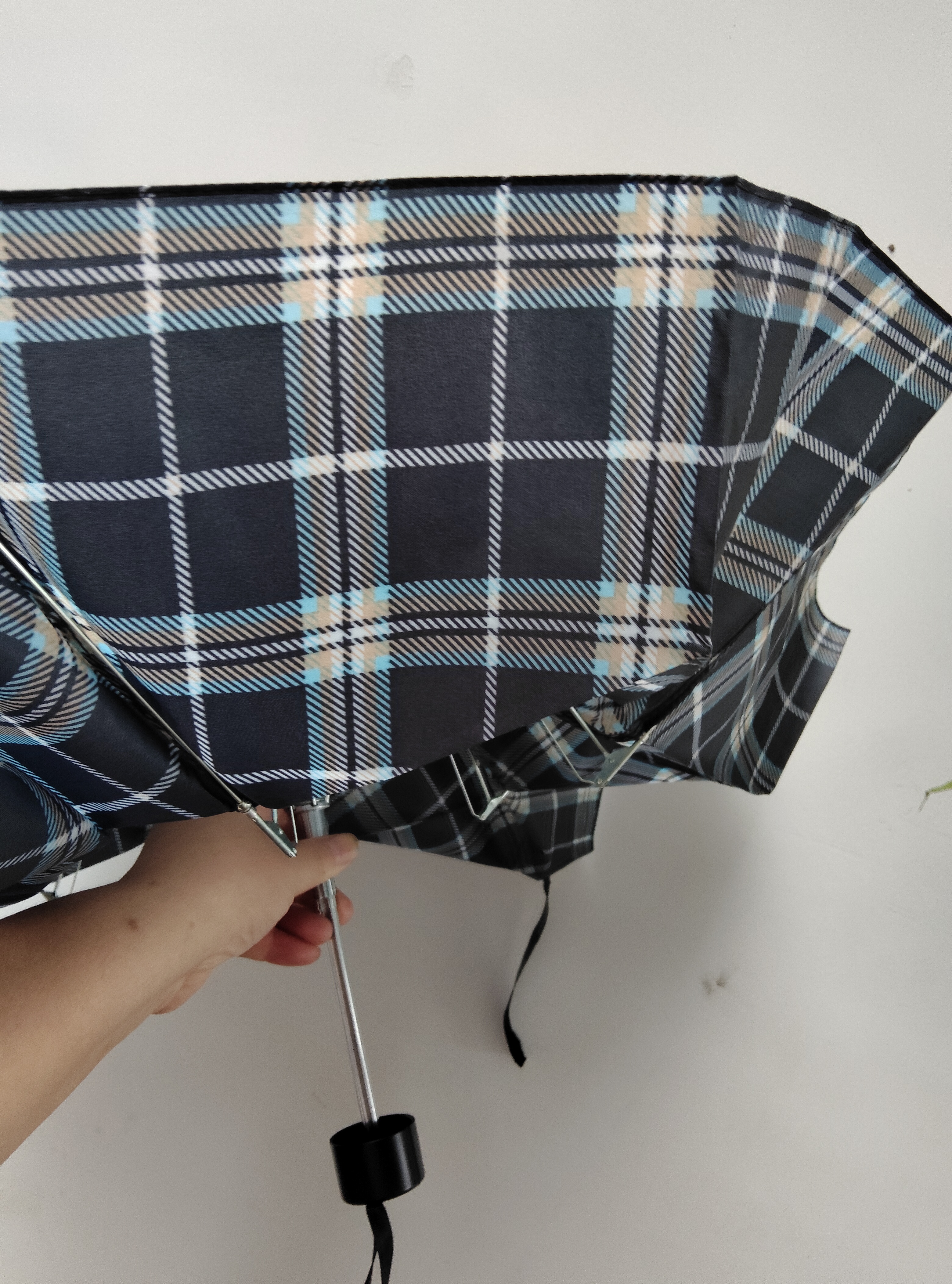 天堂伞 防风雨伞三折 便携折叠拒水晴雨两用伞商务伞男女格子黑格子 实拍图