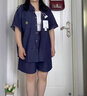 芮鸽大码2025新款夏季休闲运动套装减龄洋气时尚漂亮胖mm女装气质 深蓝色上衣 XL 实拍图
