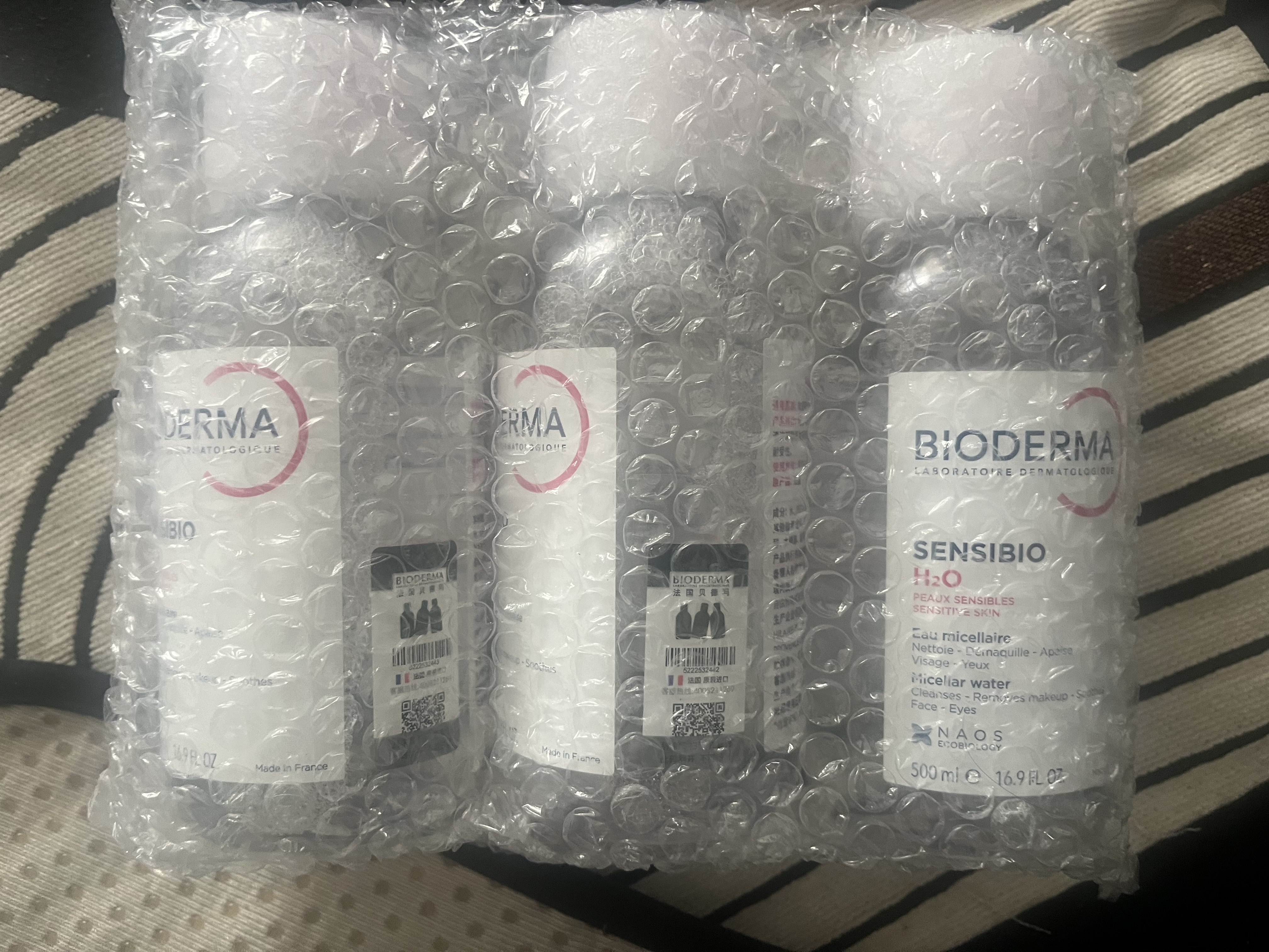 贝德玛（BIODERMA）粉水敏感肌洗卸温和不伤肤卸妆水500ml*3 实拍图