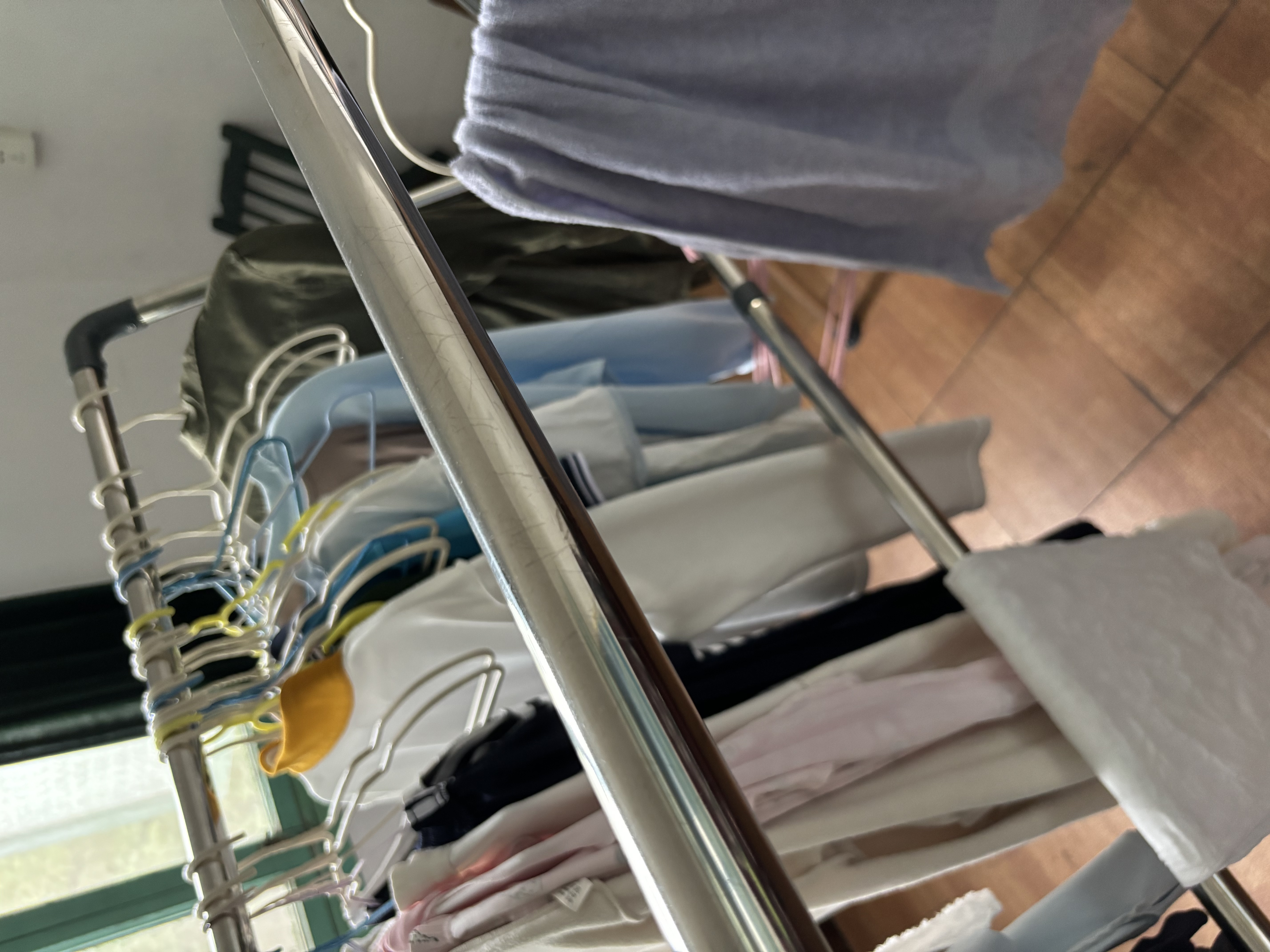 美丽雅晾衣架落地式阳台专用折叠晒衣架不锈钢三杆伸缩室内外移动挂衣架 实拍图