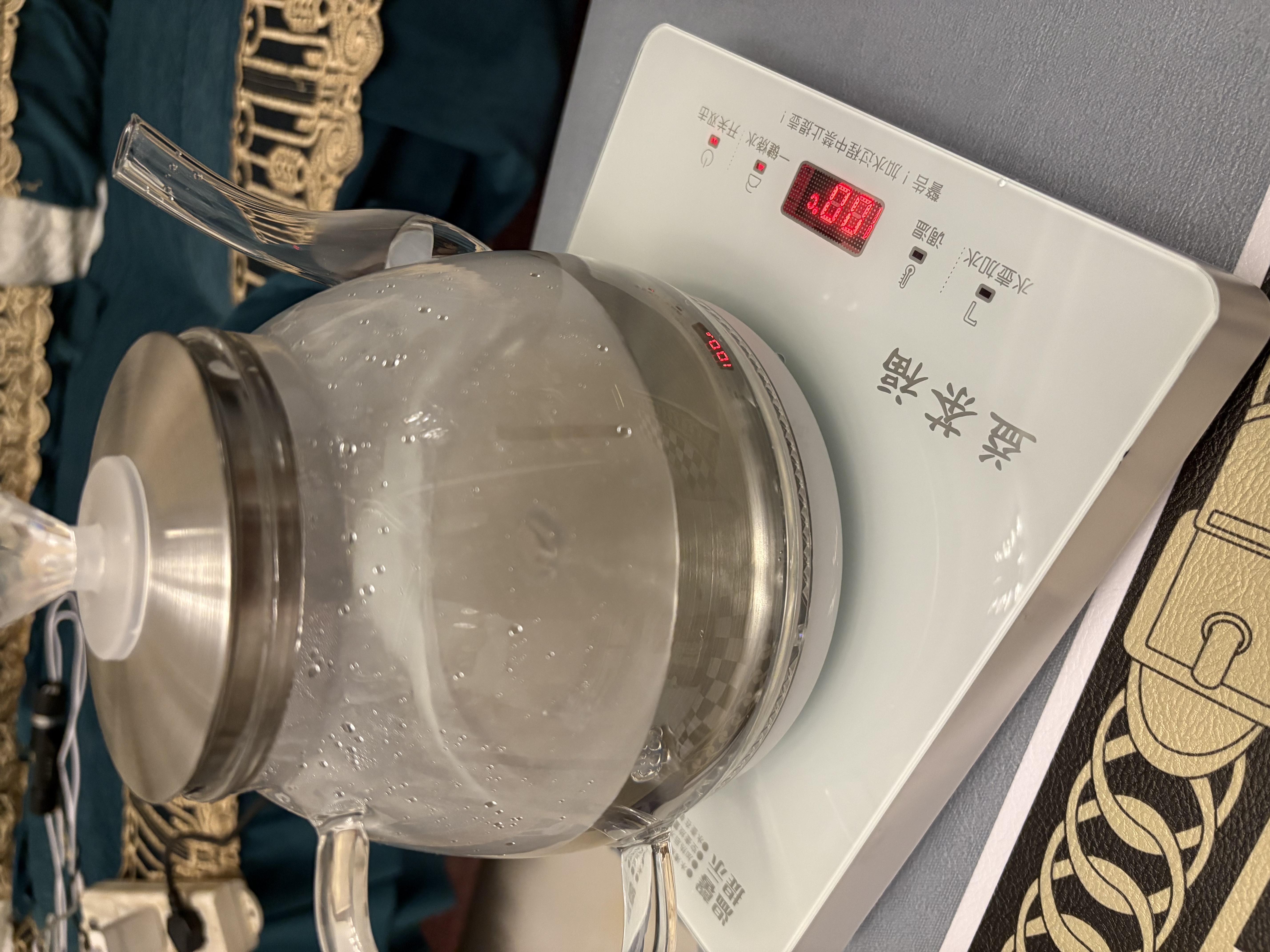 益茶福全自动上水电热水壶茶台烧水壶饮水烧水一体机玻璃底部上水单壶茶几煮茶壶保温泡茶壶开水壶煲水壶 1L 蓝光玻璃套装316钢 实拍图