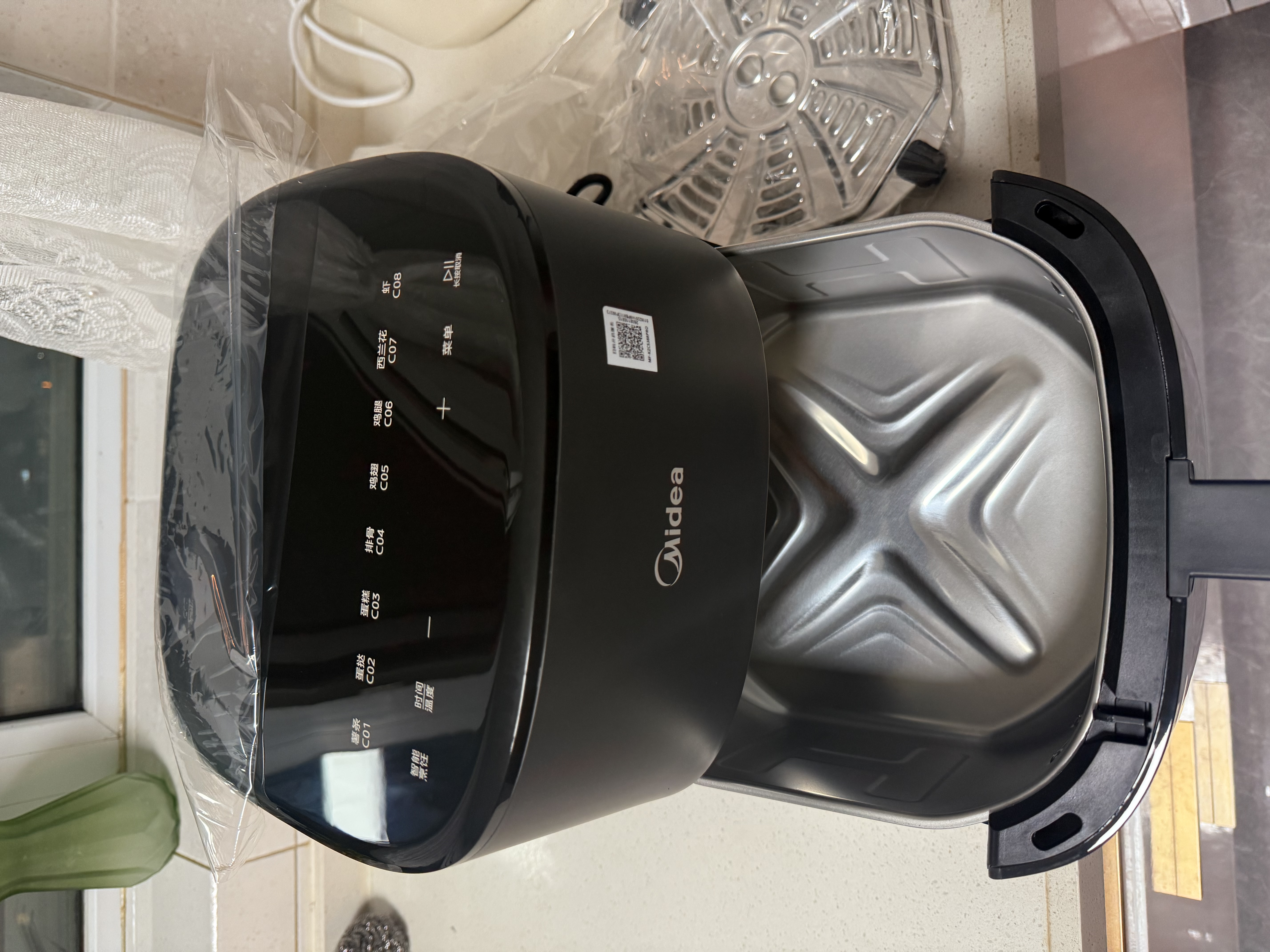 美的（Midea）空气炸锅家用2026年新款智能0涂层蒸烤箱一体空气电炸锅 304不锈钢免翻面5.3L KZC5388PRO 实拍图