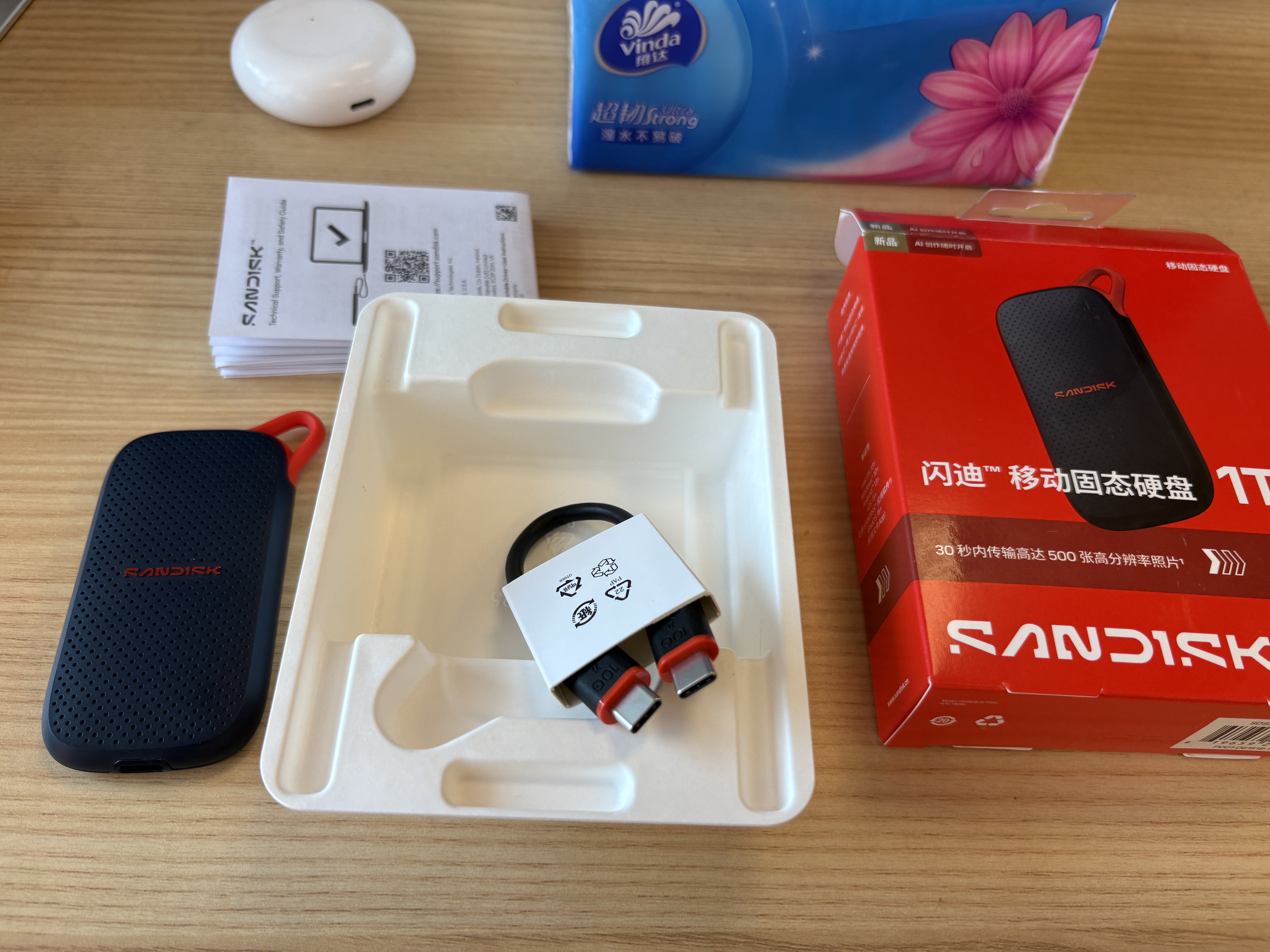 Sandisk闪迪1TB Type-c USB3.2移动固态硬盘（PSSD）E31高速 移动SSD 读速1000MB/s 兼容手机笔记本电脑 实拍图