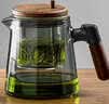 古德窑 泡茶壶茶水分离玻璃内胆一键过滤泡茶杯茶具中秋礼品礼物送老师 胡桃木玻璃烟灰款飘逸茶壶 650ml 实拍图