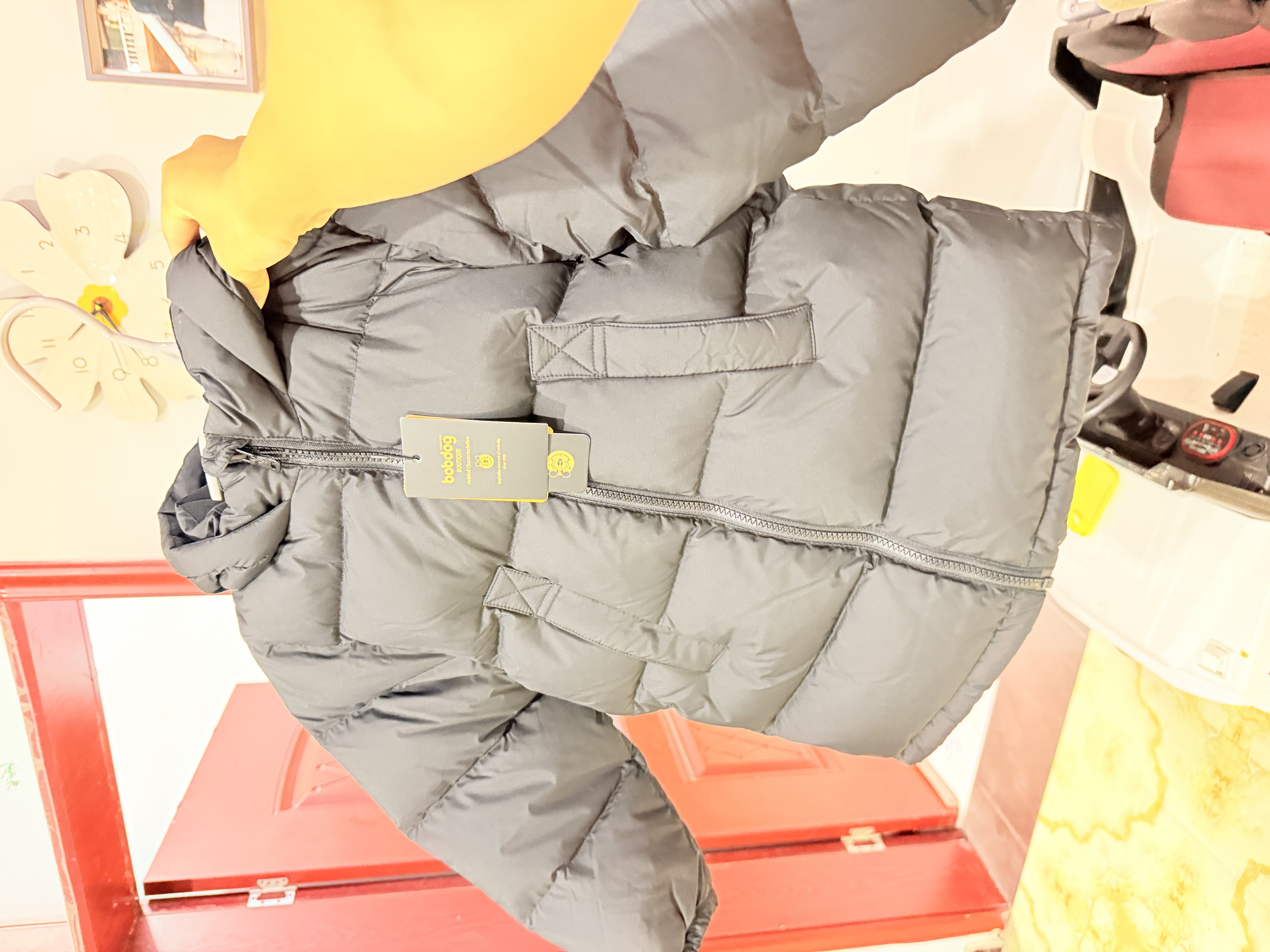巴布豆（BOBDOG）95绒儿童羽绒服2025年新款冬季男女童A类抗菌防风面料连帽外套 黑色 【A类面料 贴身可穿】95绒 120 【约身高100-110cm 体重39斤】 实拍图