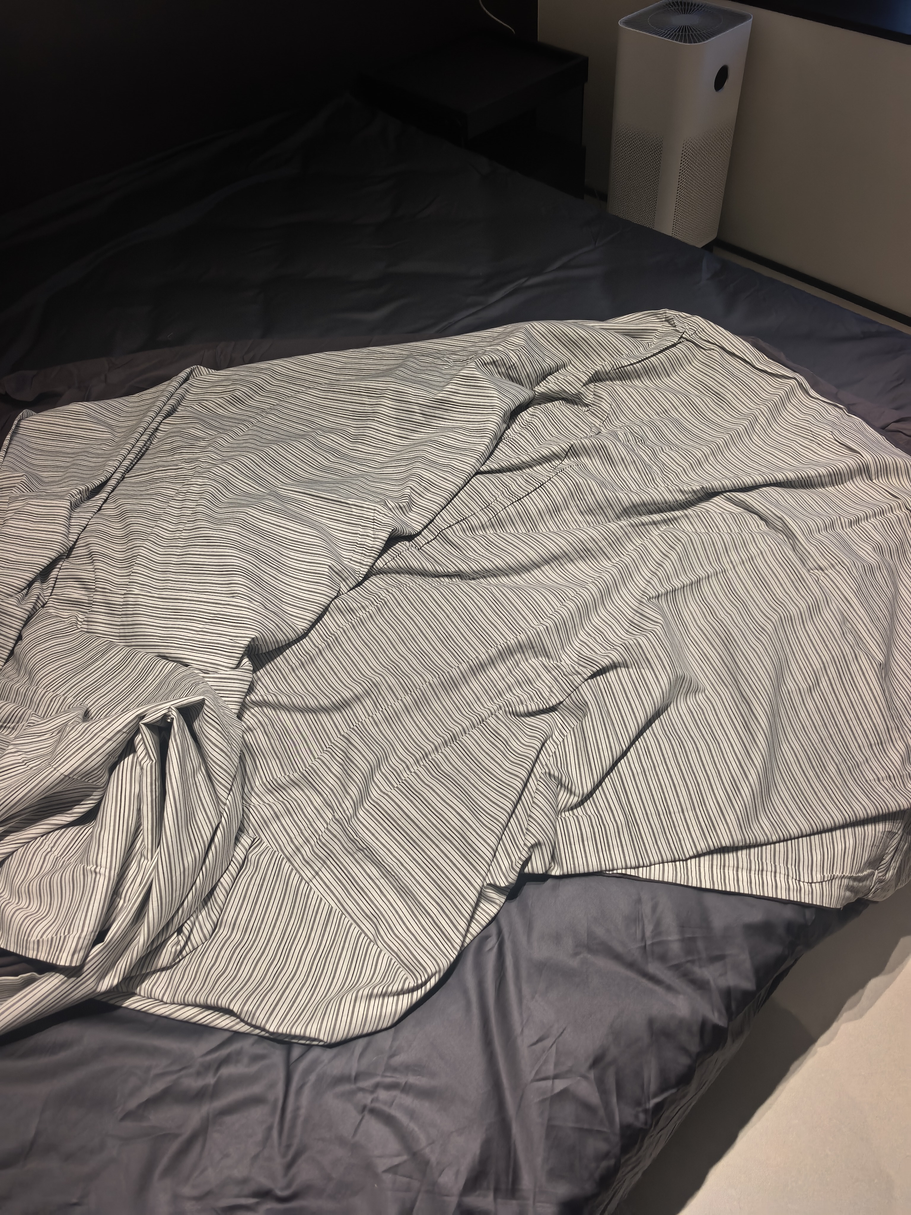 无印良品全棉床上四件套100%纯棉1.8米床笠四件套被套200*230cm 速写条纹 实拍图