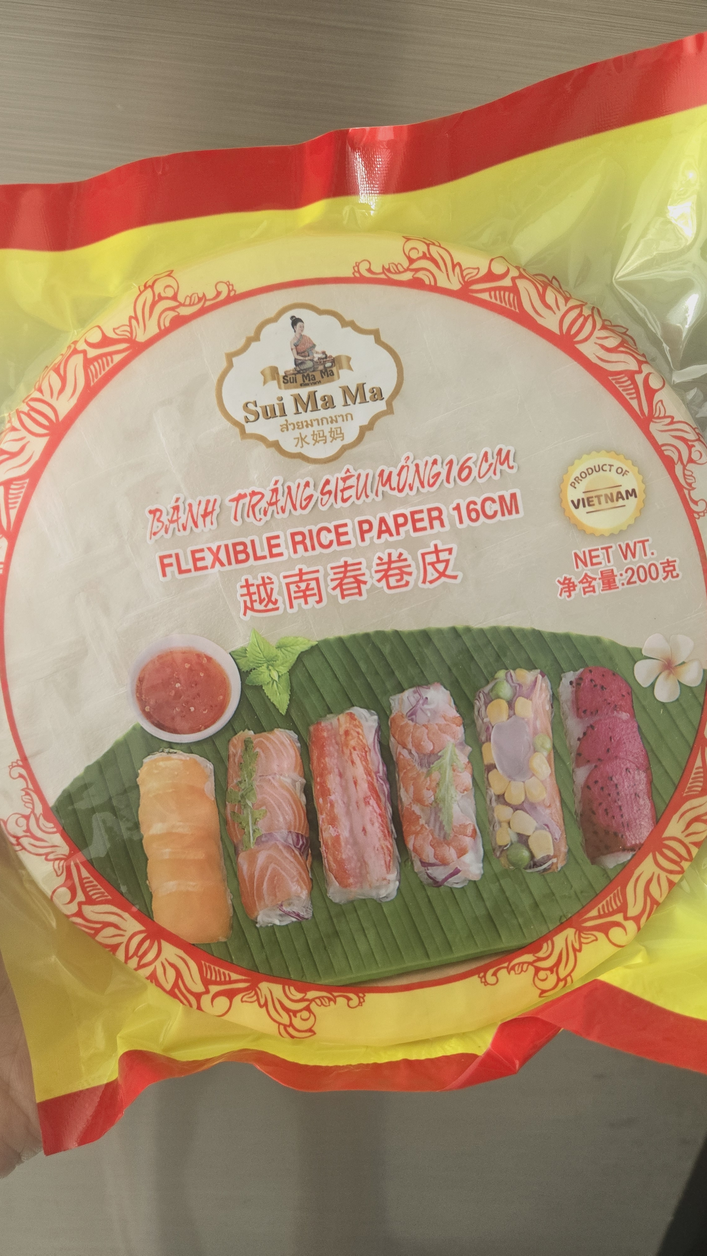 水妈妈超薄春卷皮200g(约40张) 越南进口蔬菜卷0脂肪透明米纸皮春饼皮 实拍图