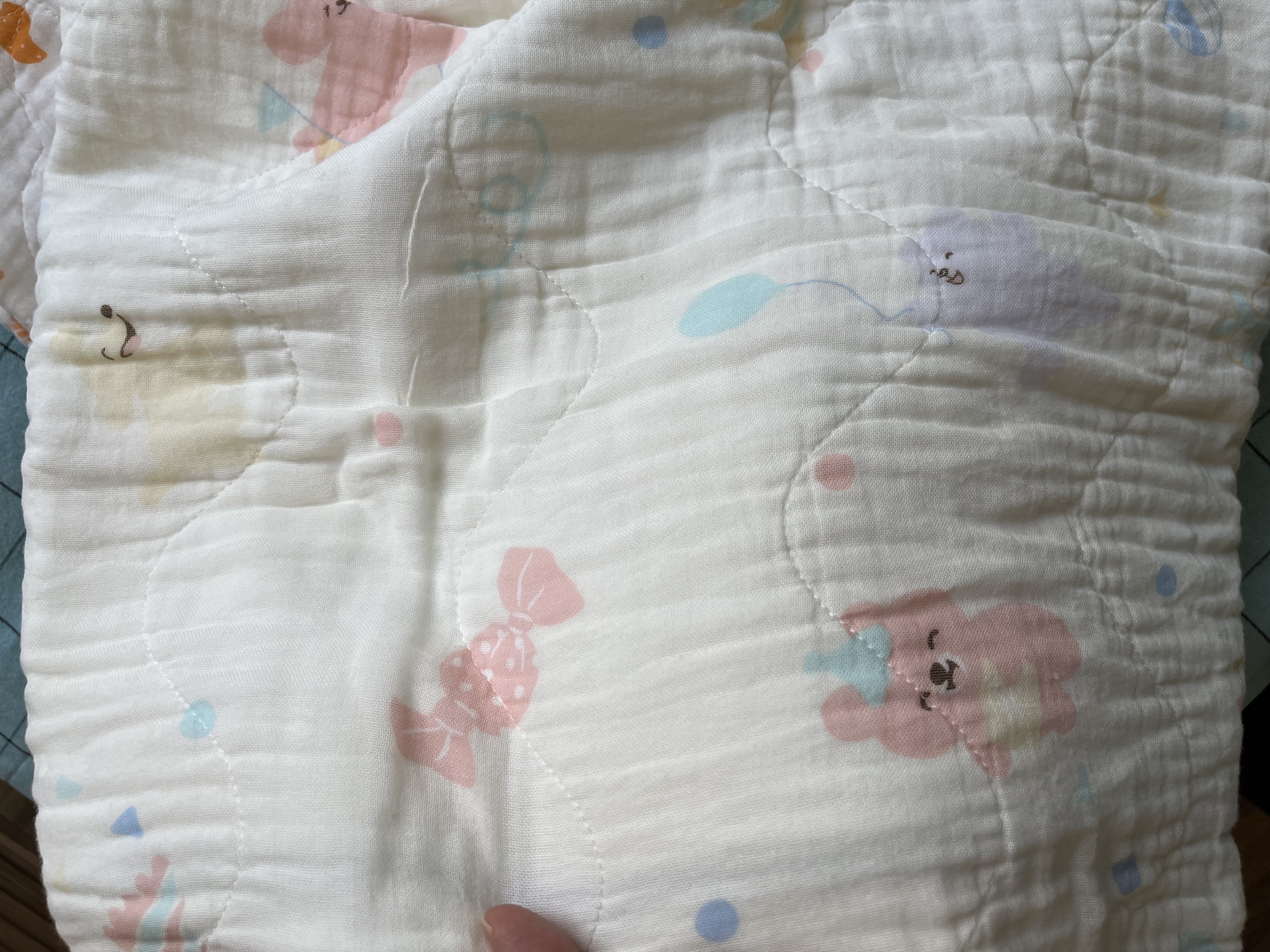 全棉时代婴儿纱布浴巾7A抗菌防螨纯棉宝宝新生儿童洗澡毛巾 其乐融融95cm 实拍图