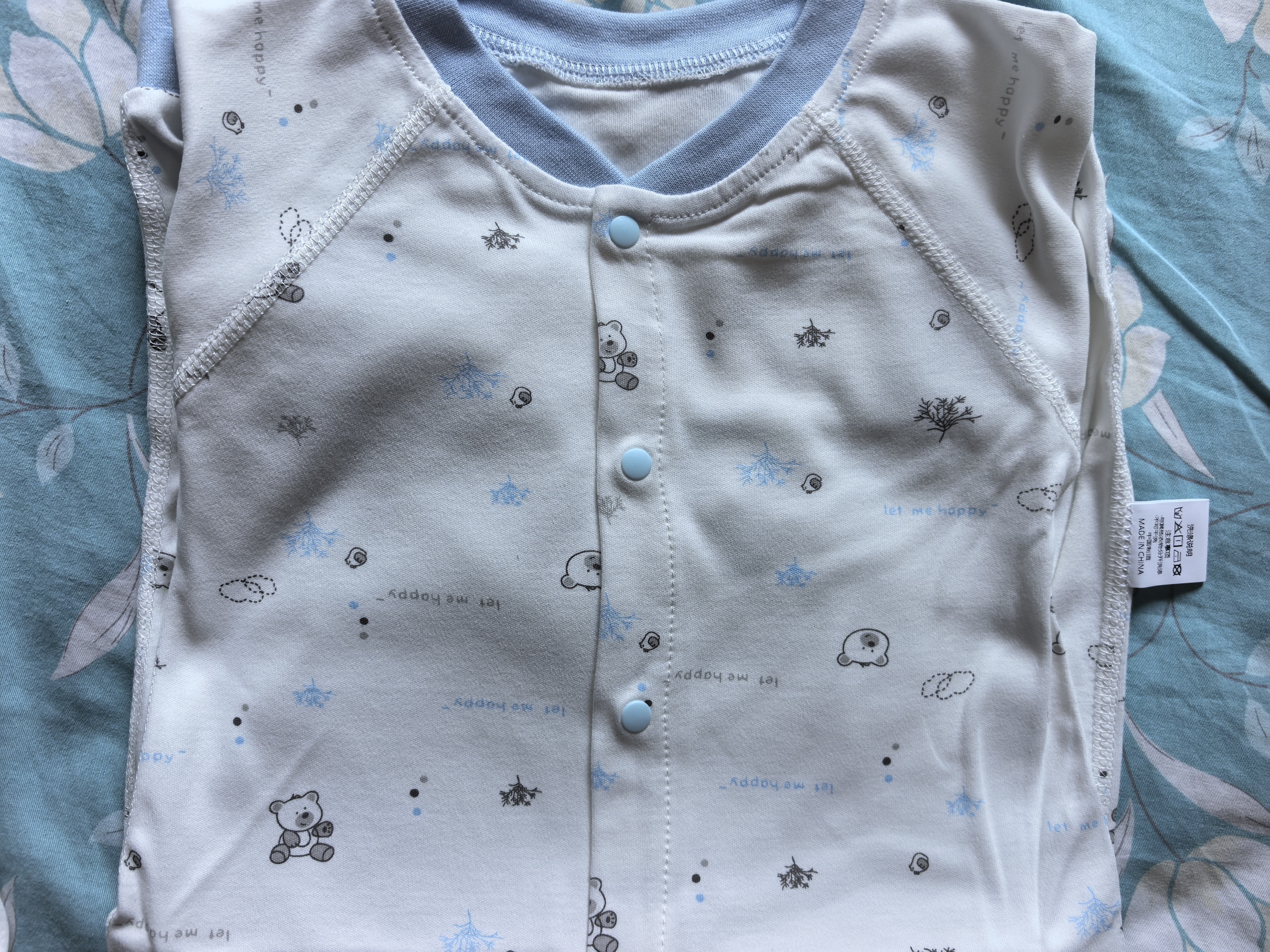 翘脚鸭婴儿衣服新生儿连体衣满月男女宝宝A类纯棉睡衣幼儿爬爬服春秋季 蓝小熊2件装【四季款】 73cm 【建议6-9个月体重15-18斤】 实拍图