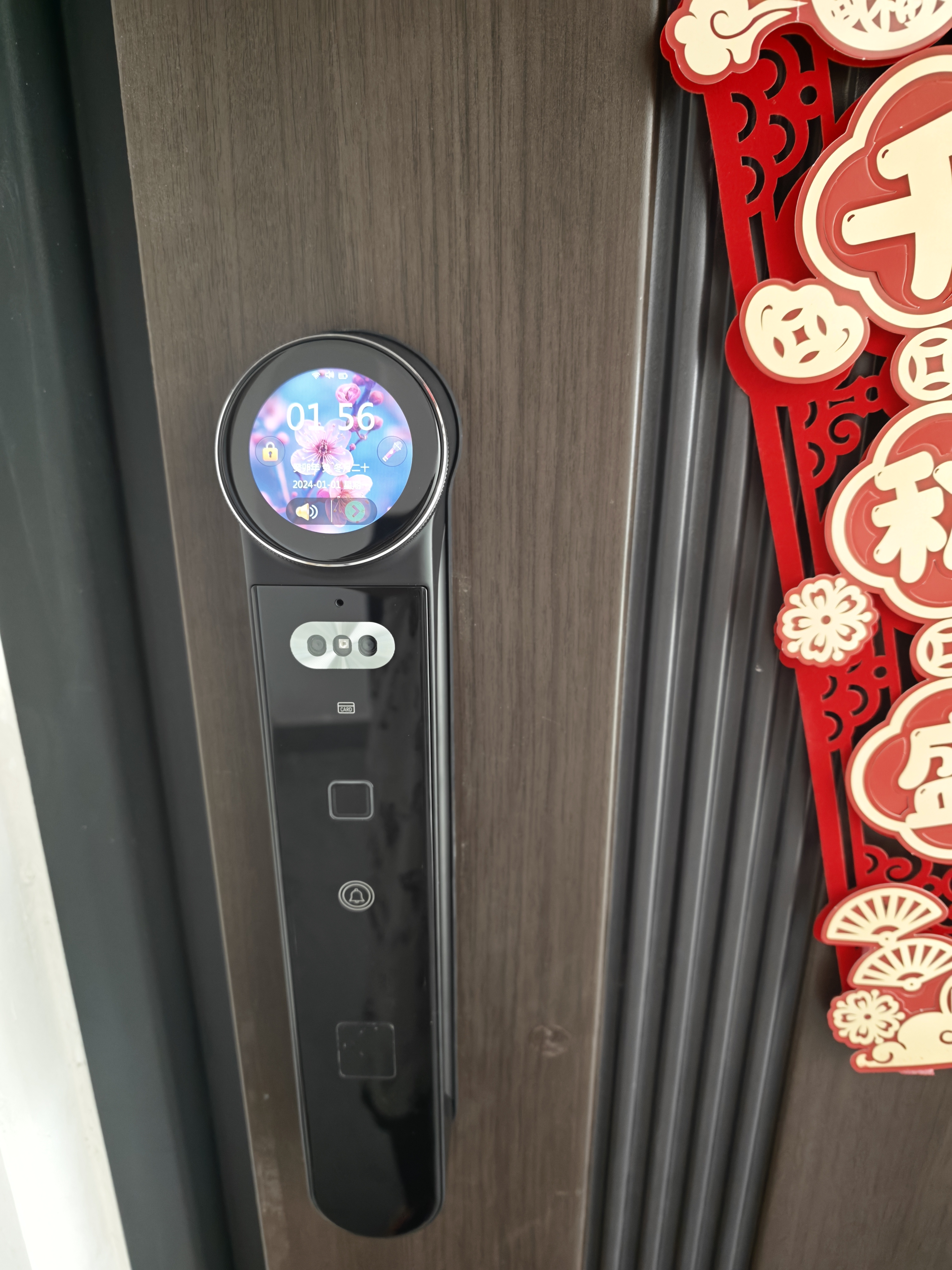 英典R50掌静脉AI语音智能门锁3D人脸指纹锁电子锁防盗密码锁上门安装 实拍图