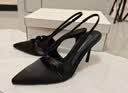 CHARLES&KEITH缎面蝴蝶结尖头高跟凉鞋女生日礼物送女友CK1-60361556 BLACK TEXTURED黑色纹理 36 实拍图