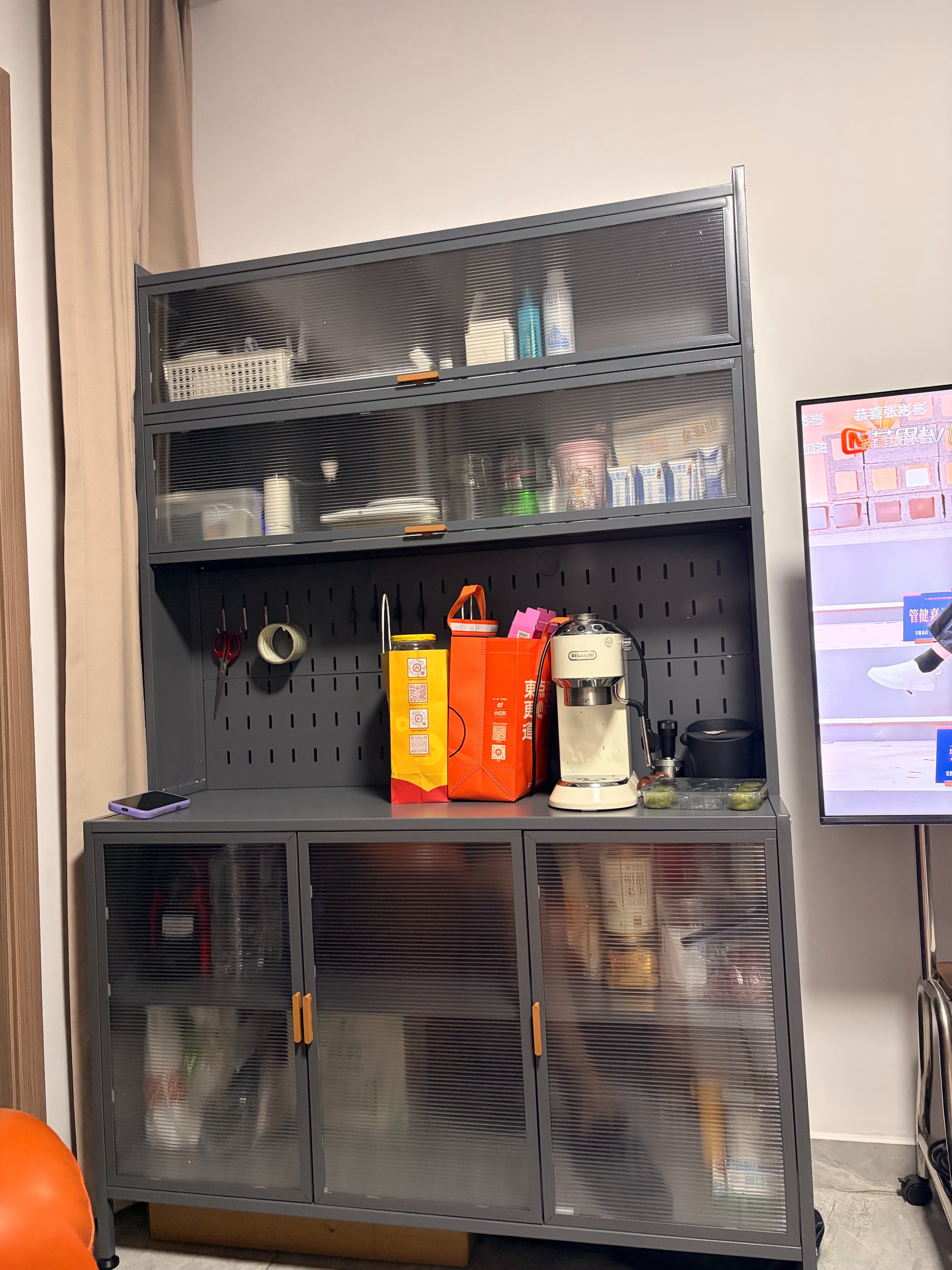 锦之洛厨房橱柜餐边柜一体靠墙柜子碗柜微波炉烤箱收纳防尘餐具柜置物架 五层简约白-60*42*157cm 实拍图