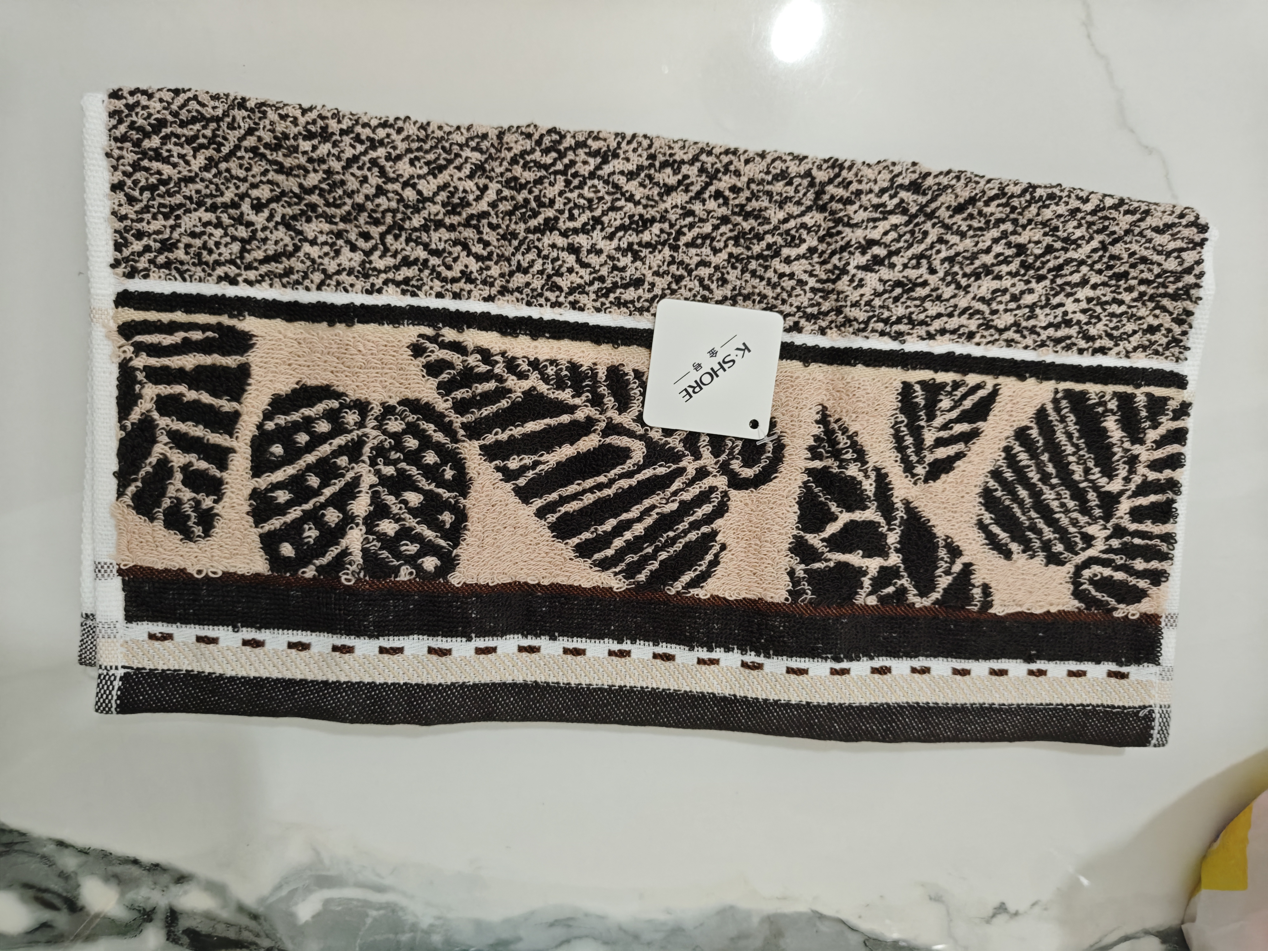 金号毛巾家纺 A类纯棉吸水运动洁面巾 洗脸毛巾棕色系  70*34cm/条 实拍图