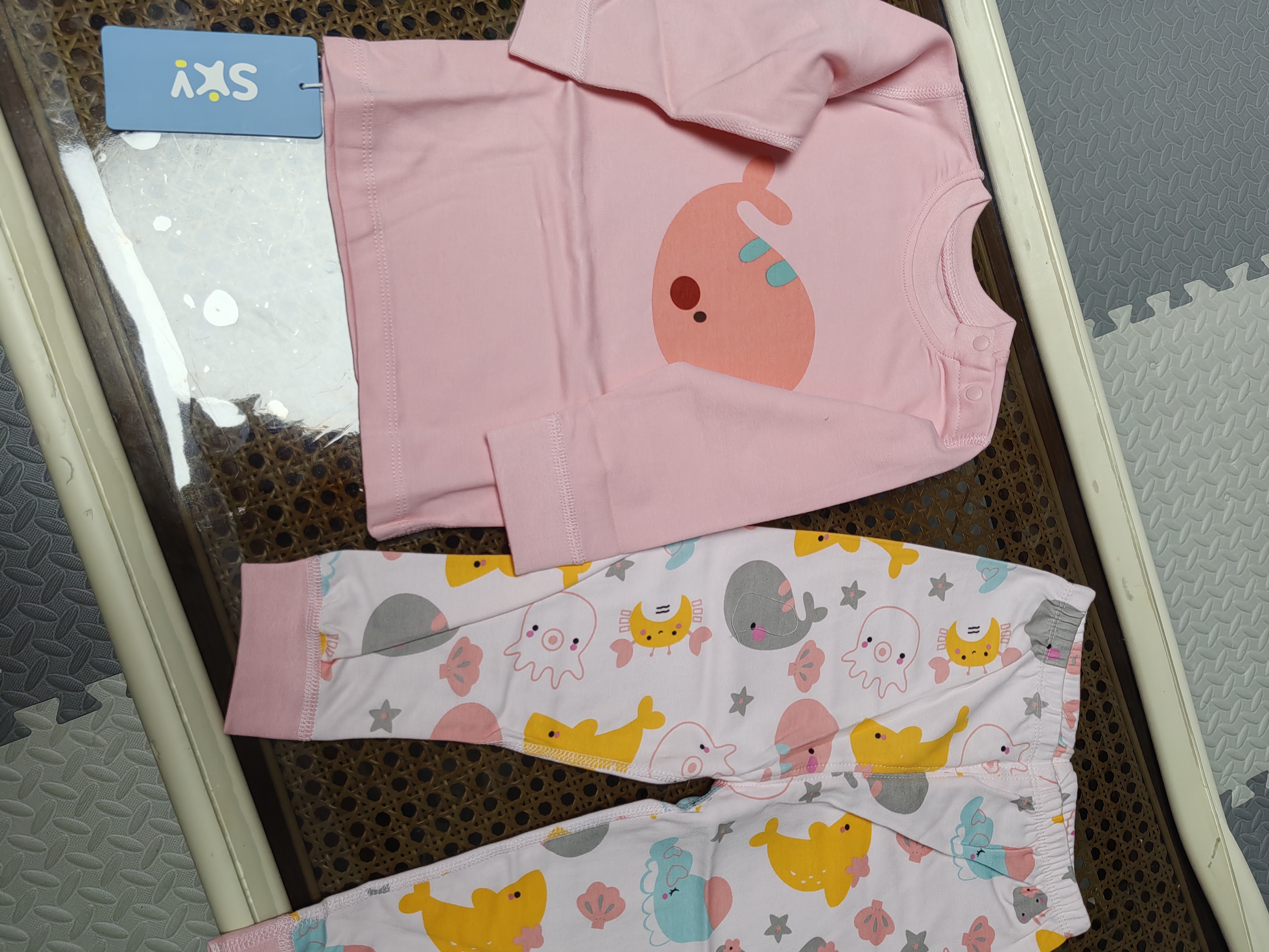 舒贝怡婴儿衣服儿童内衣套装纯棉四季睡衣宝宝秋衣秋裤分体家居服粉90 实拍图