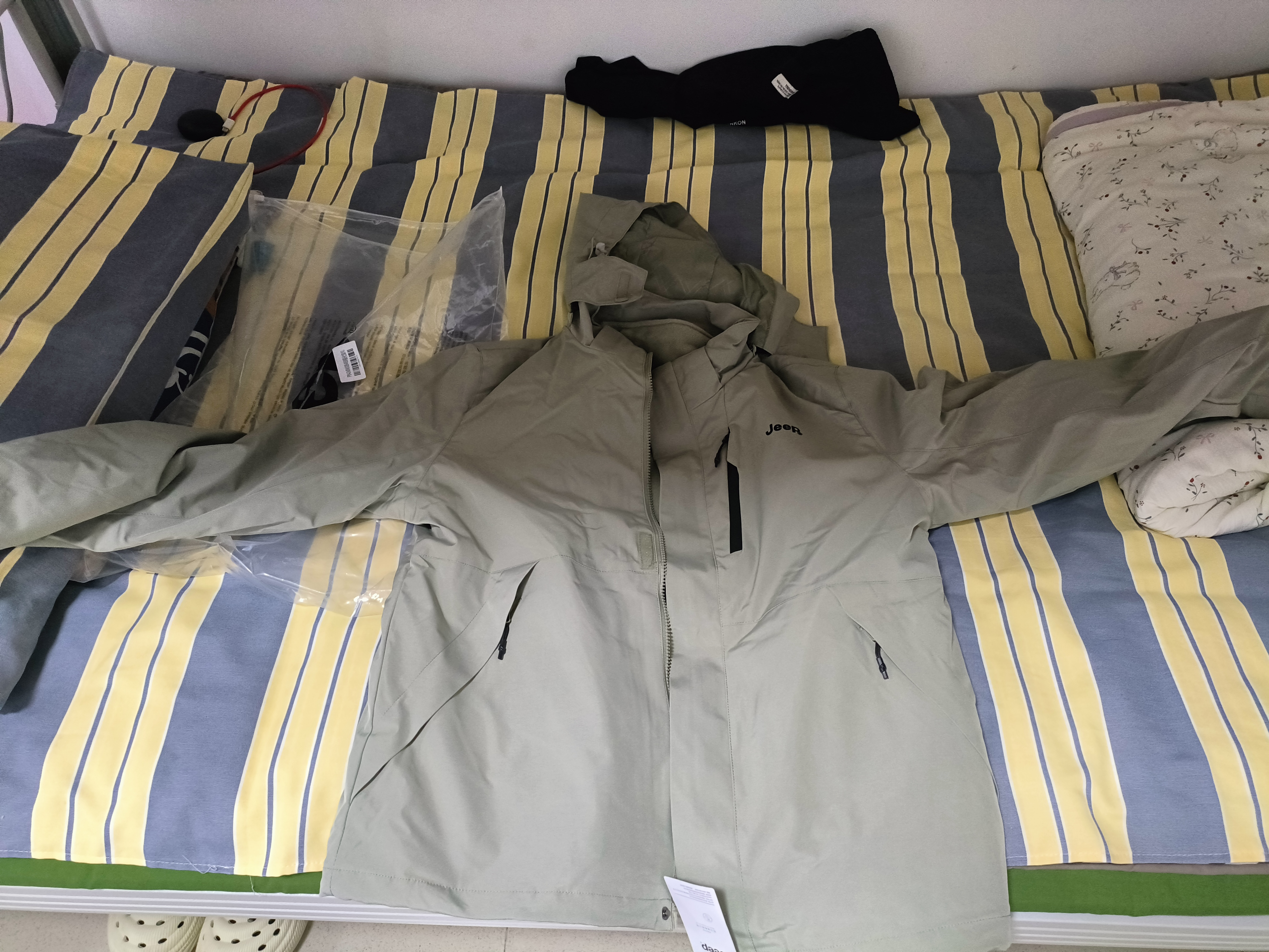 JEEP冲锋夹克衣男女同款三合一两件套保暖防风加绒外套 银化绿 2XL 实拍图