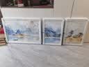 诗六艺家饰客厅装饰画北欧现代简约沙发背景墙挂画三联画大气轻奢壁画晶瓷画 背靠金山（铝合金外框） 镶钻画左右50*70+中间100*70亮面 实拍图