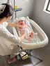 iuu婴儿洗澡盆 可折叠宝宝浴盆大号 洗澡神器躺托浴架新生儿童用品 【北欧灰-无线感温】+调节感温浴架+脸盆*3 材质：FDA食品级材质检测认证 实拍图