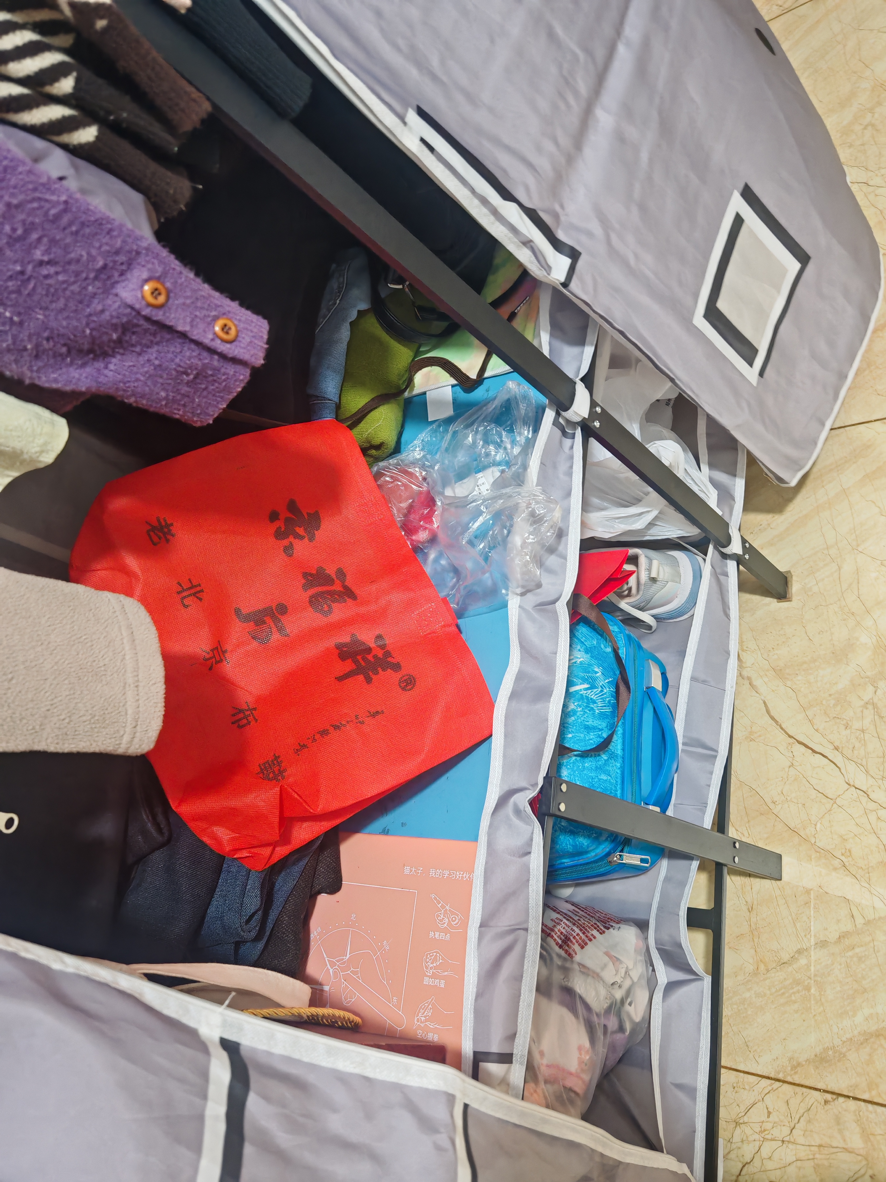 筱典简易衣柜卧室家用衣柜出租屋衣柜钢架结构免安装折叠一体布衣柜 憧憬【一体加粗框架】 长145*宽50*高170cm【免安装】 实拍图