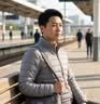 迪卡侬（DECATHLON）短款羽绒服轻薄薄外套户外运动保暖内胆排骨羽绒服TREK100 男款-冰川灰-立领 XL 实拍图