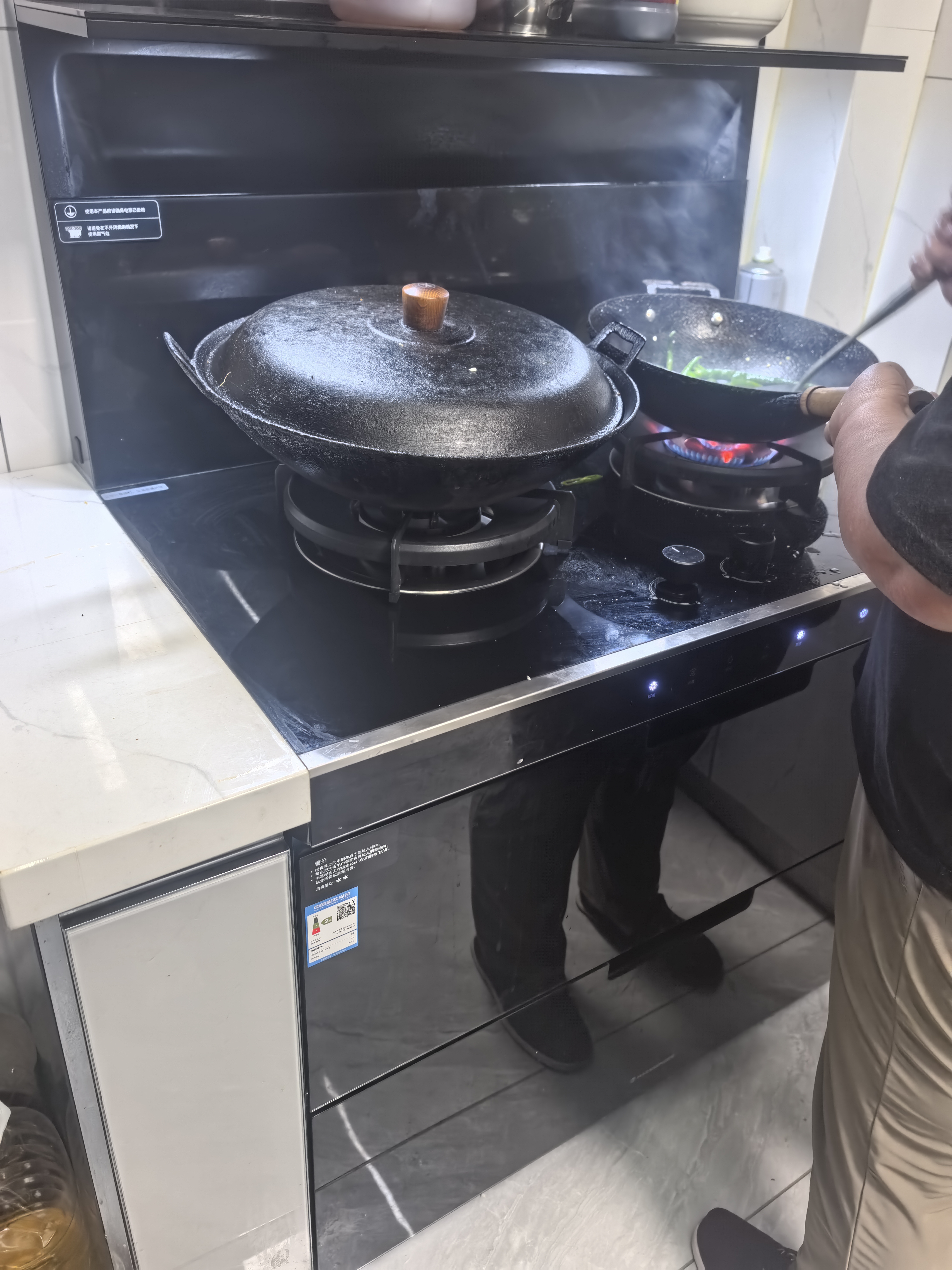 火星人ET28BX静音易清洁集成灶114L容量消毒柜家用餐具婴儿奶瓶烘干消毒一体燃气灶22风量油烟机天然气右 实拍图