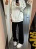 举风怪兽实验室柳叶弯刀牛仔裤男款胖子大码腿粗屁股大直筒微喇叭裤子 黑色 【高品质】 4XL 建议180-200斤收藏加购优先 实拍图
