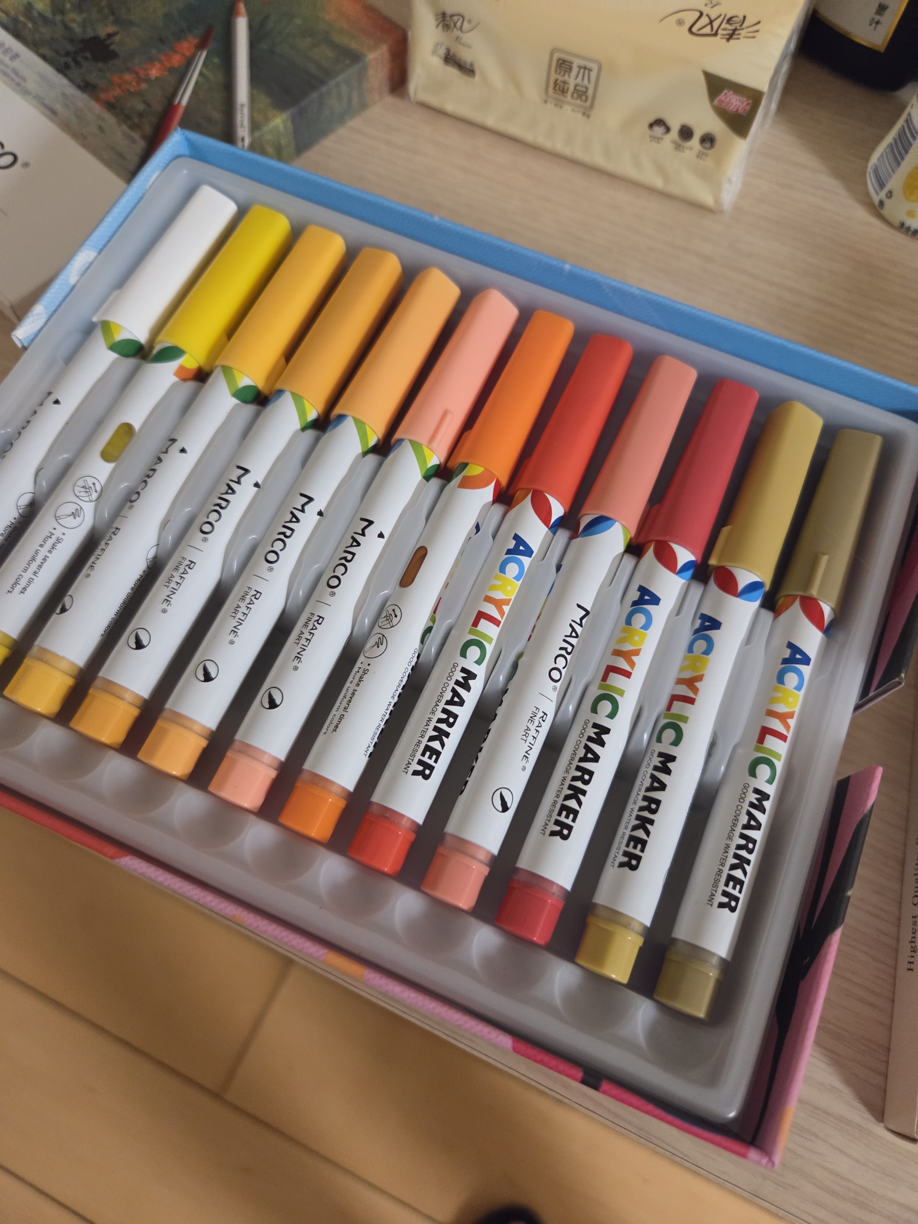 马可（MARCO）直液式软头丙烯马克笔48色儿童中小学生礼盒套装可叠色水彩笔记号笔颜料画笔幼儿园美育写生出游 实拍图